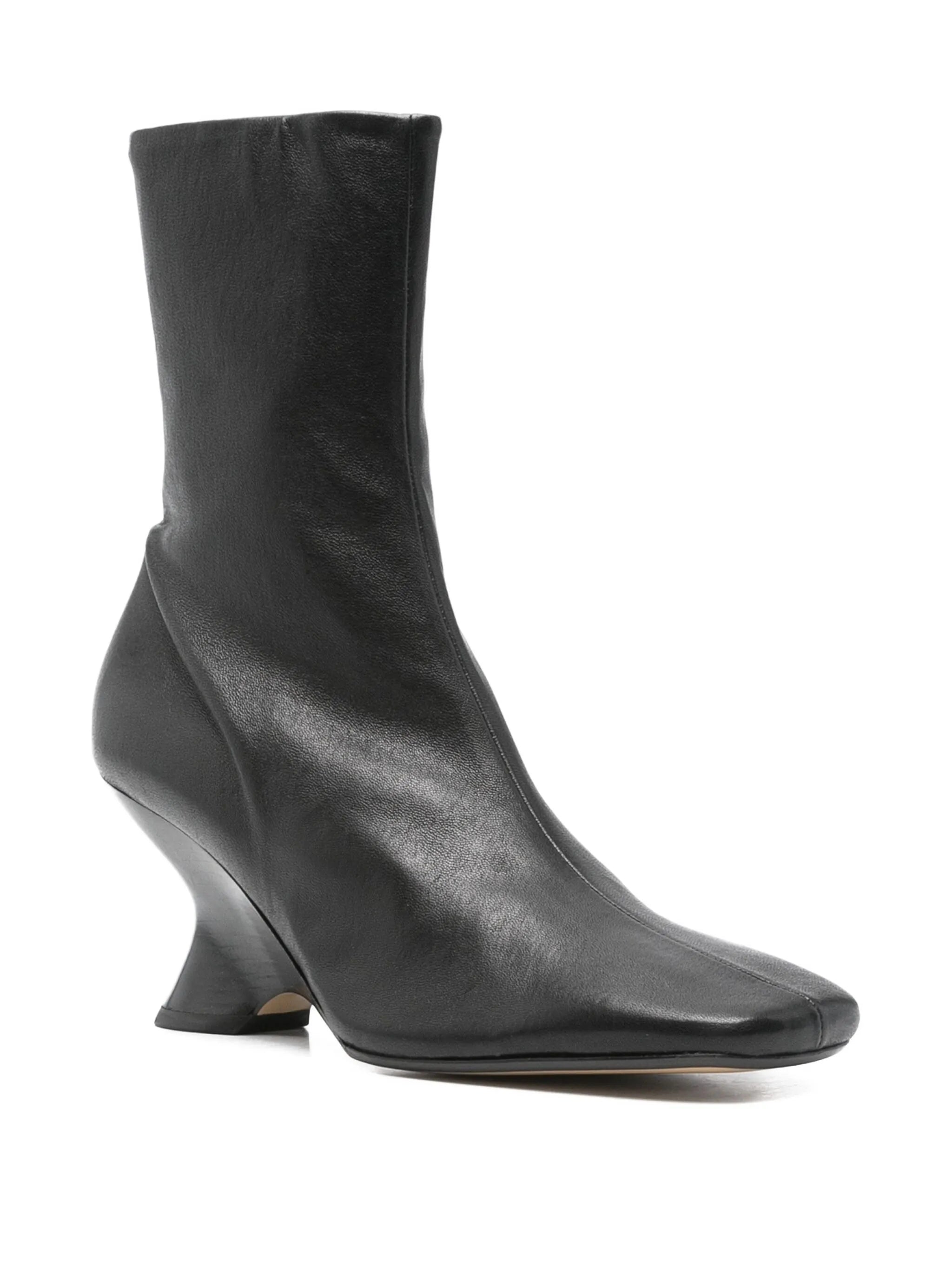 leather sculpted-heel ankle boots