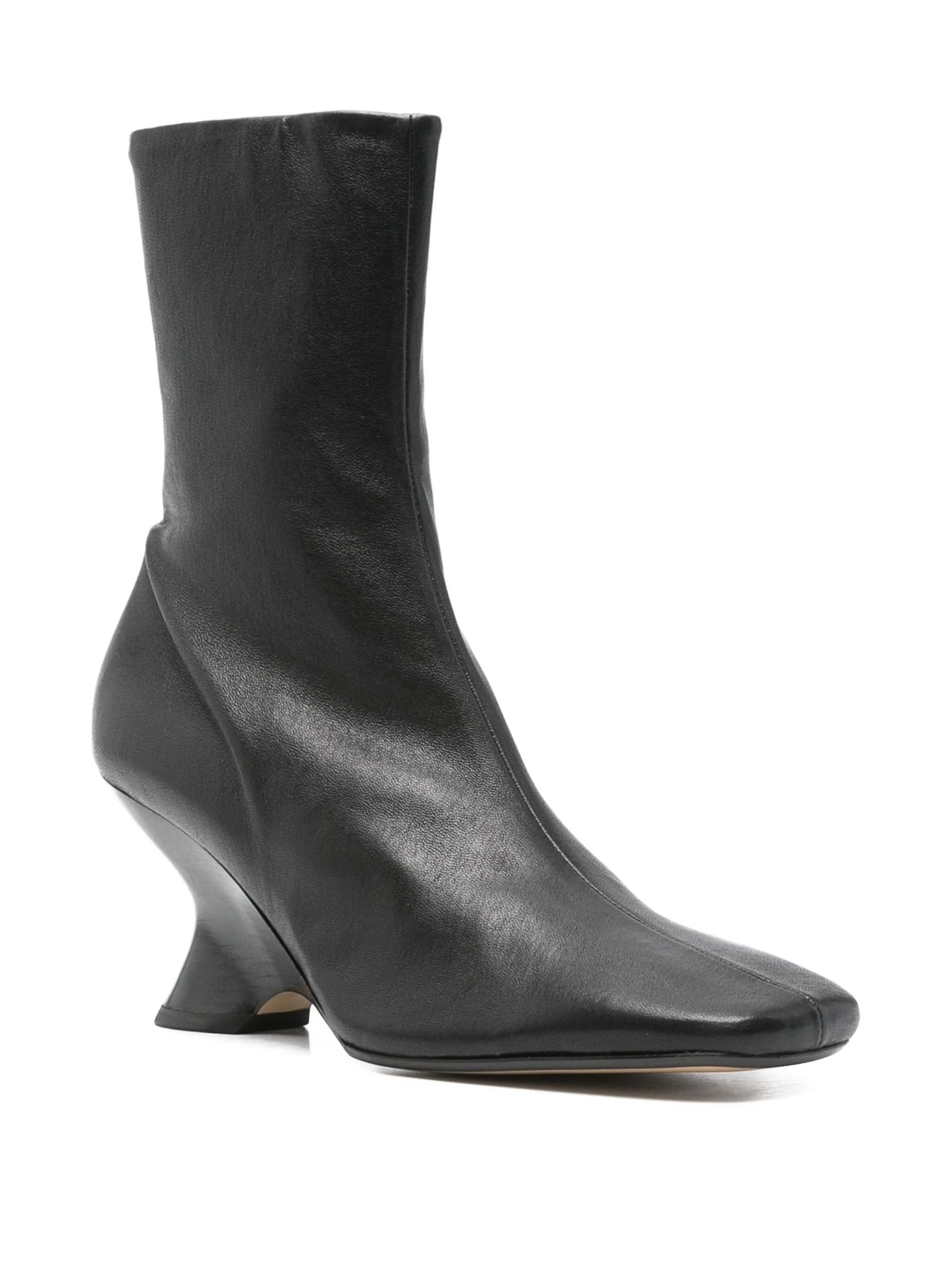 leather sculpted-heel ankle boots