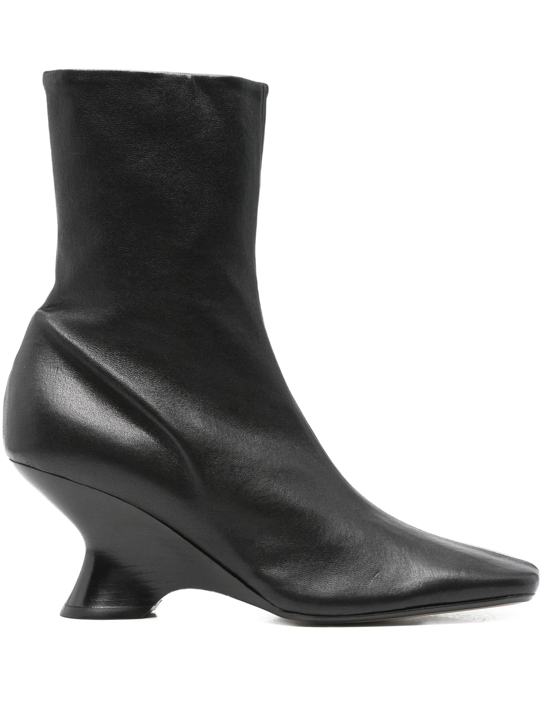 leather sculpted-heel ankle boots