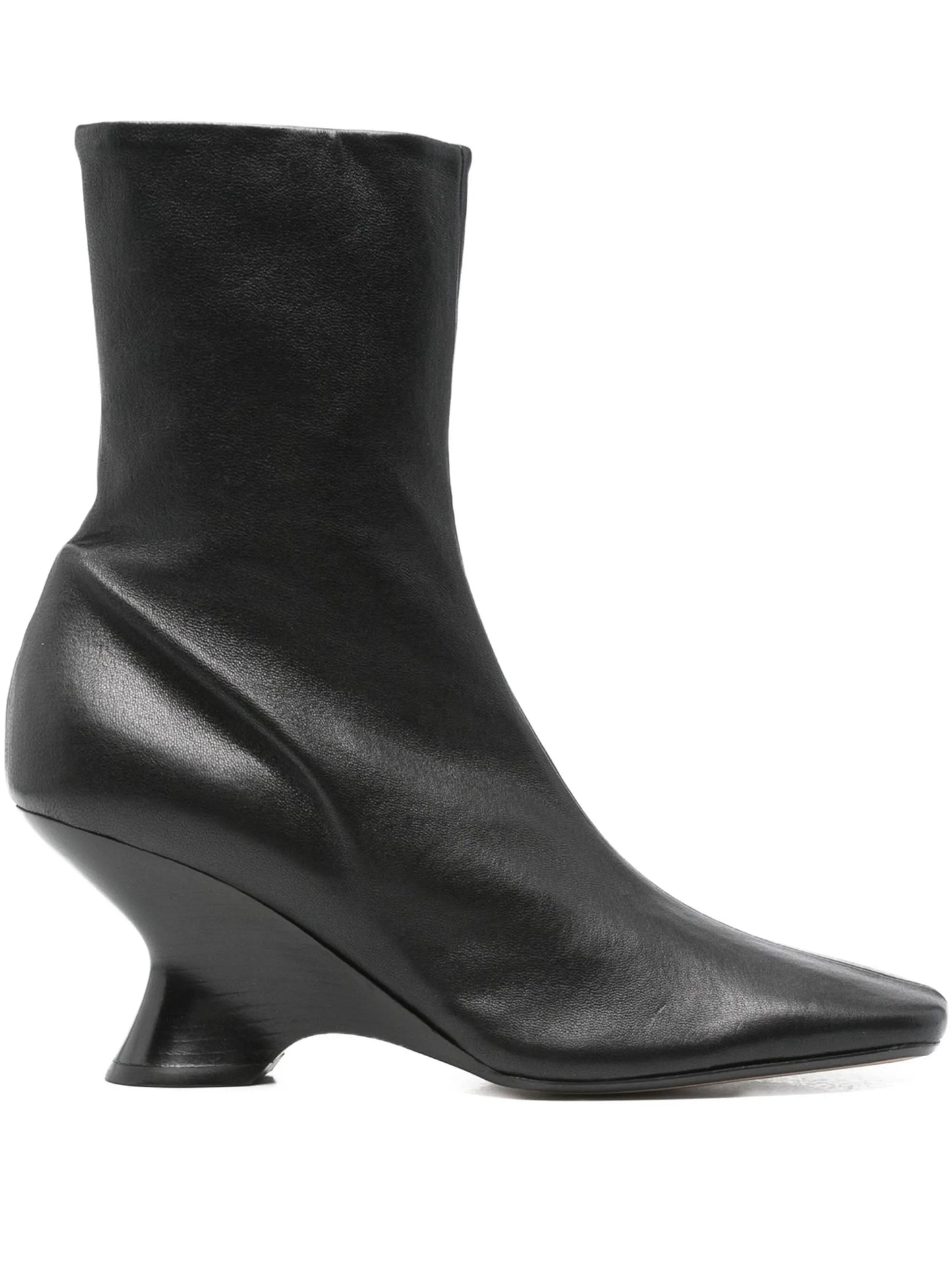 leather sculpted-heel ankle boots