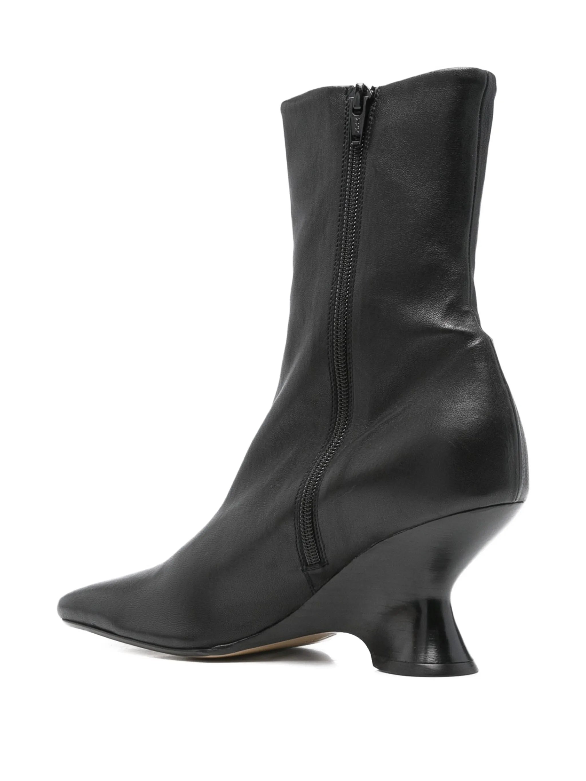 leather sculpted-heel ankle boots