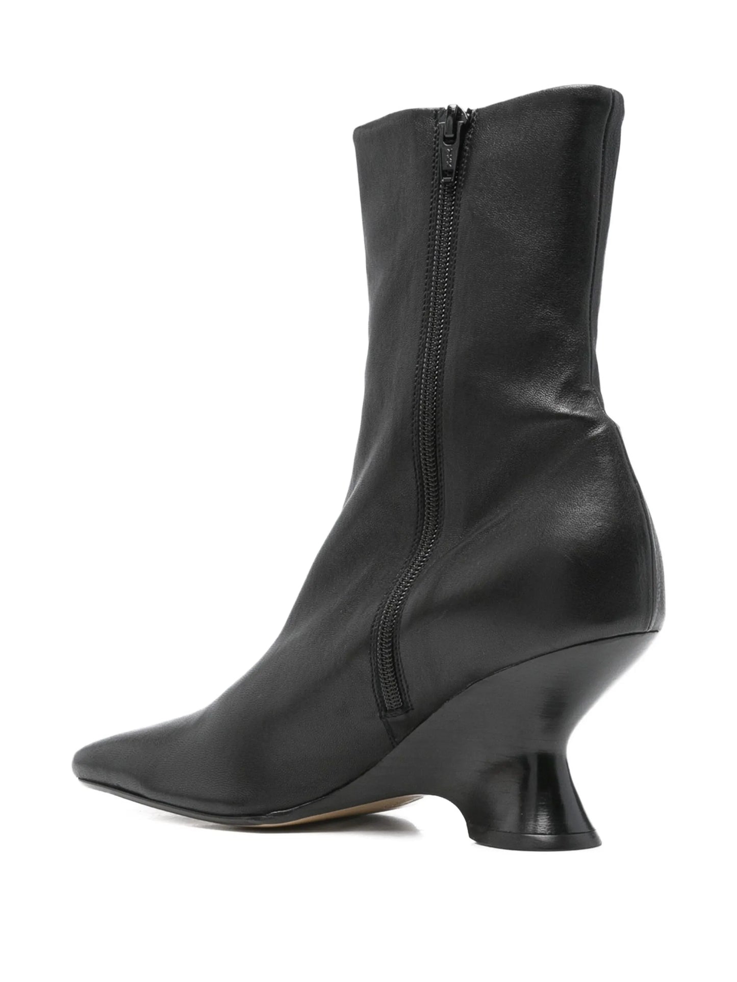 leather sculpted-heel ankle boots