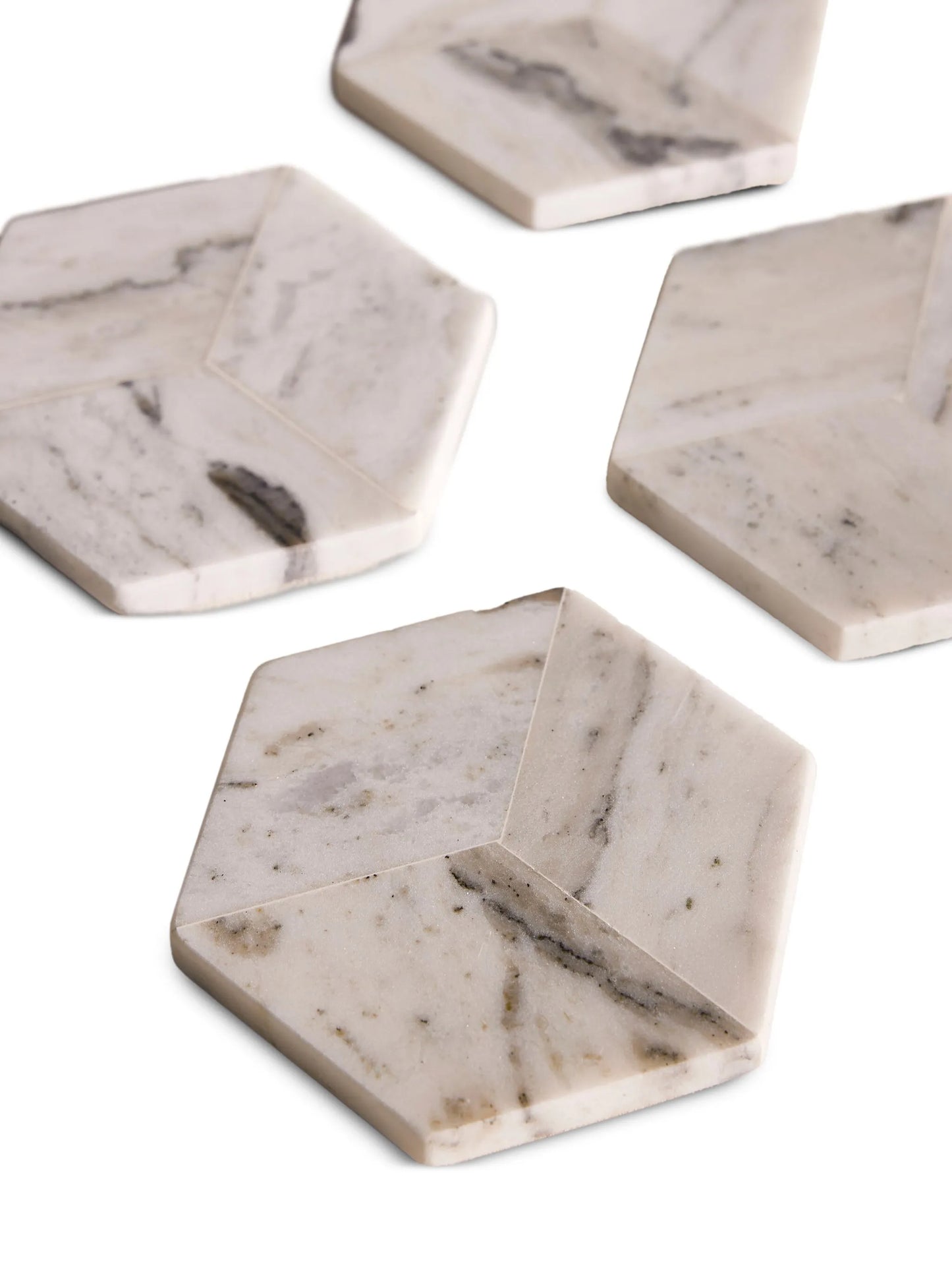 Clyde marble hexagonal coasters (set of four)