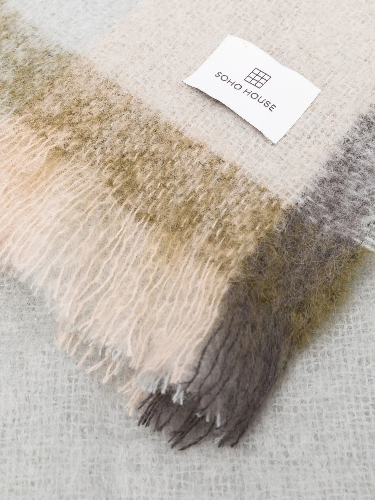 Curtis Mohair check throw, multi