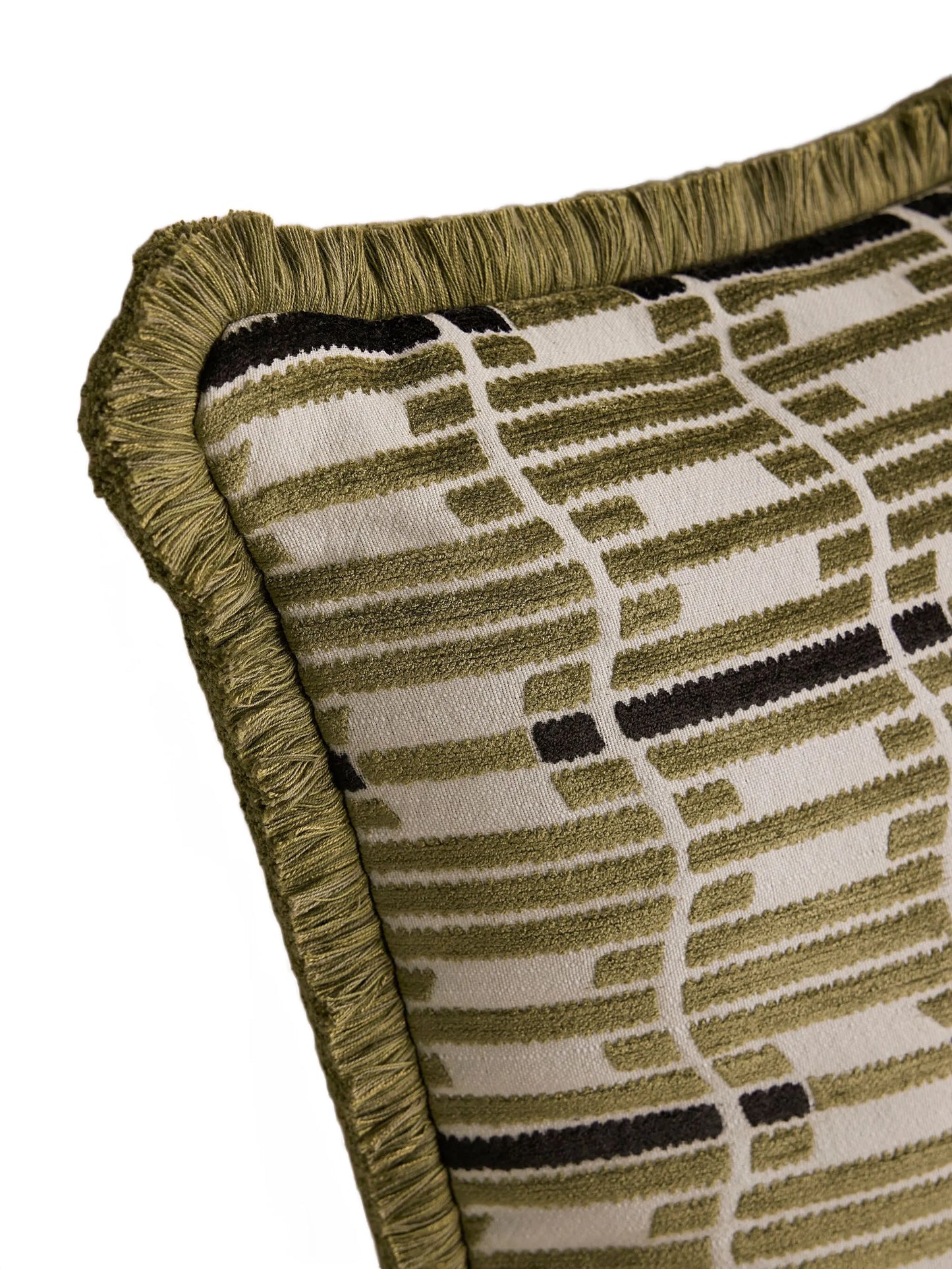 Erin geometric-pattern fringed cushion