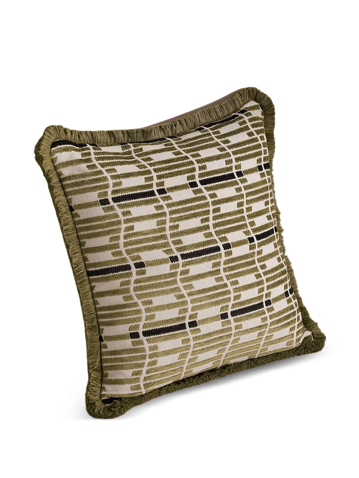 Erin geometric-pattern fringed cushion