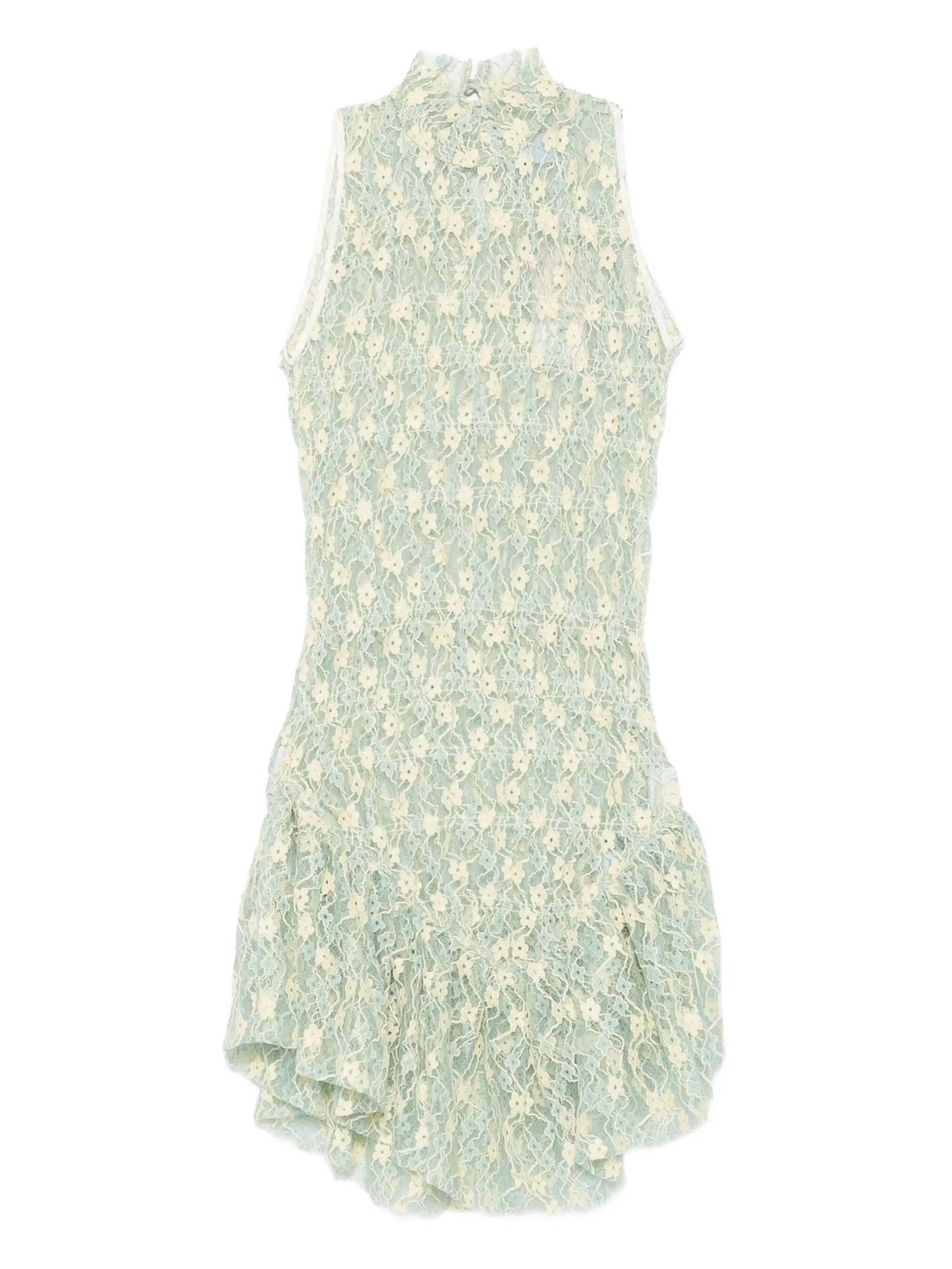 floral-lace high-neck mini dress