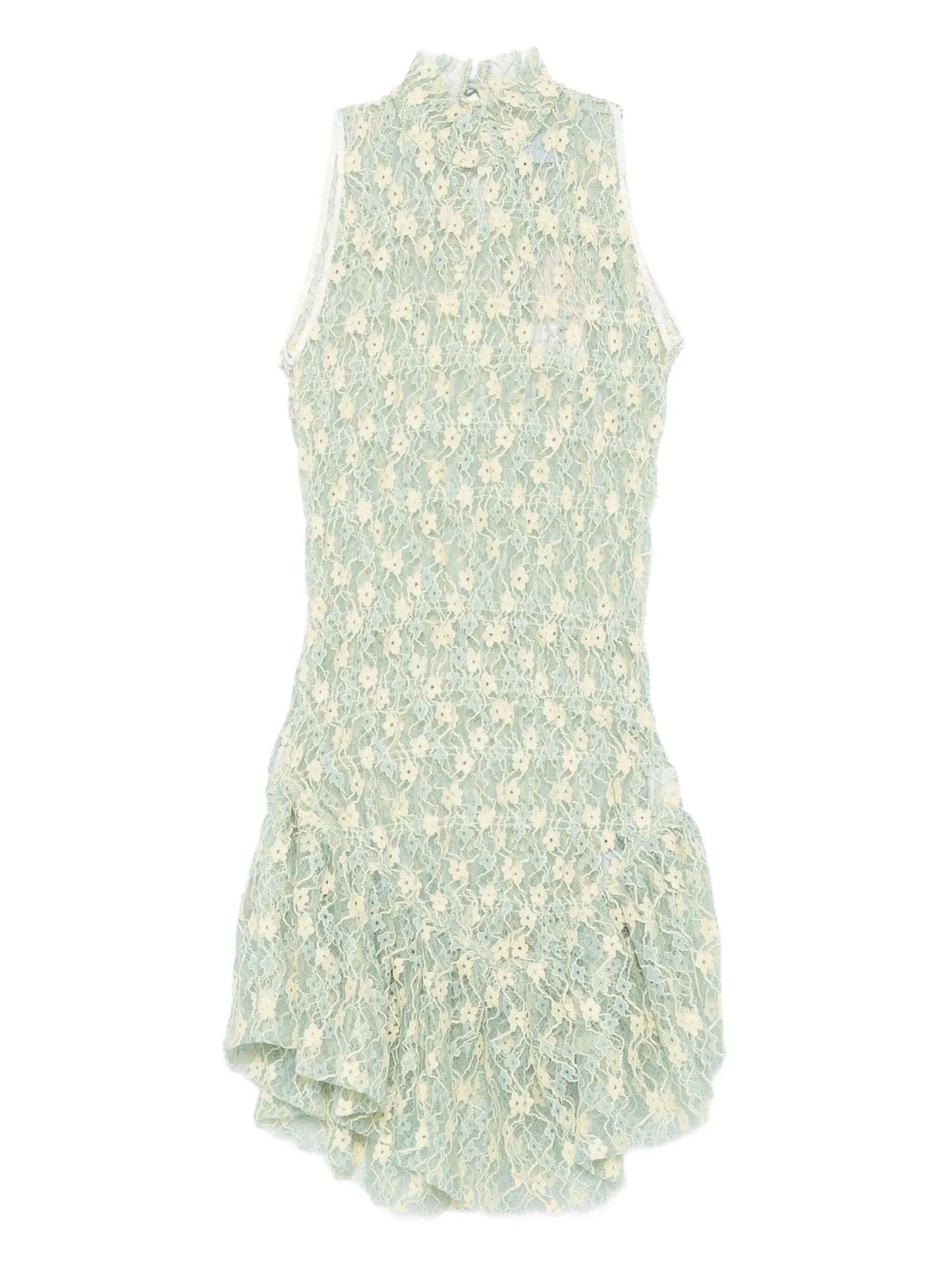 floral-lace high-neck mini dress