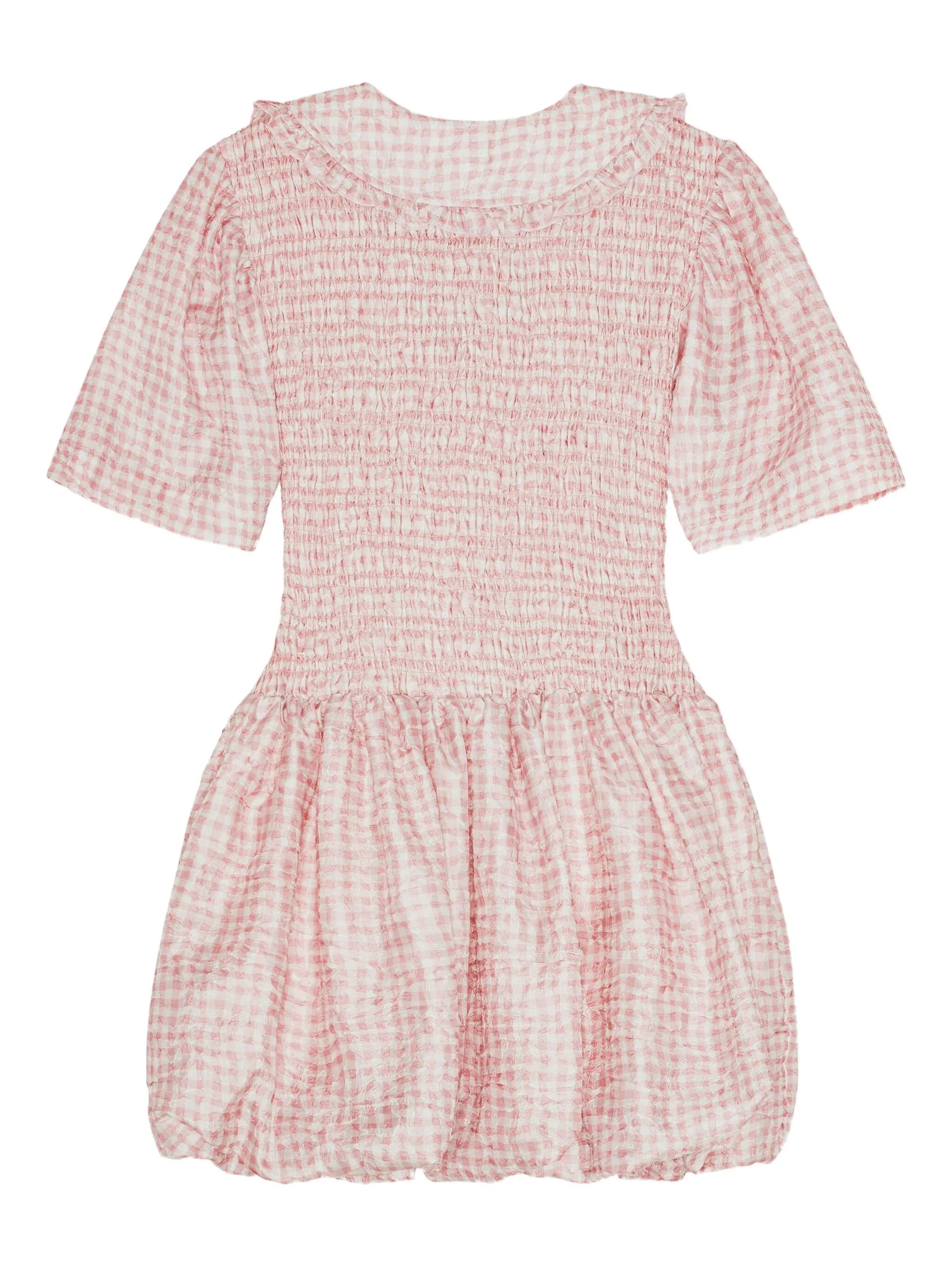 ruffled smocked mini dress