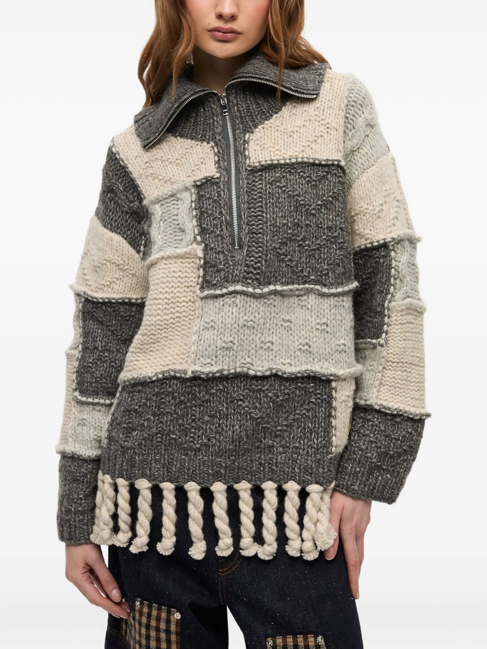 panelled sweater