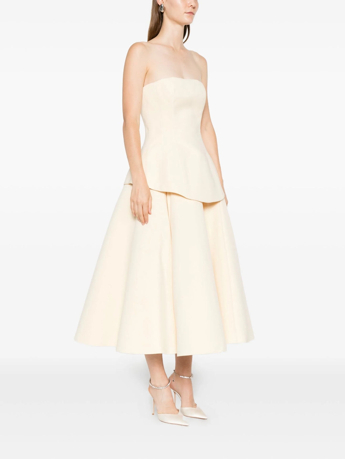 Ada strapless peplum midi dress