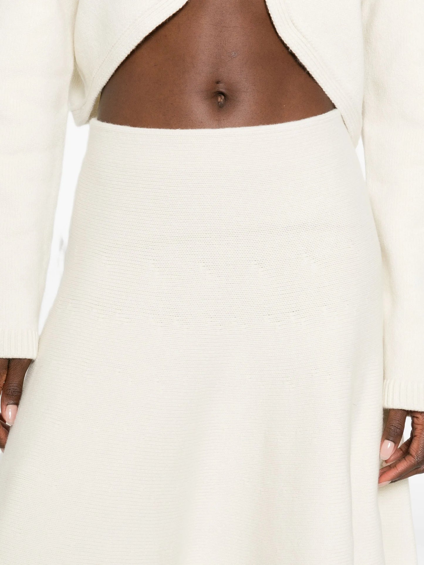 fine-knit A-line midi skirt