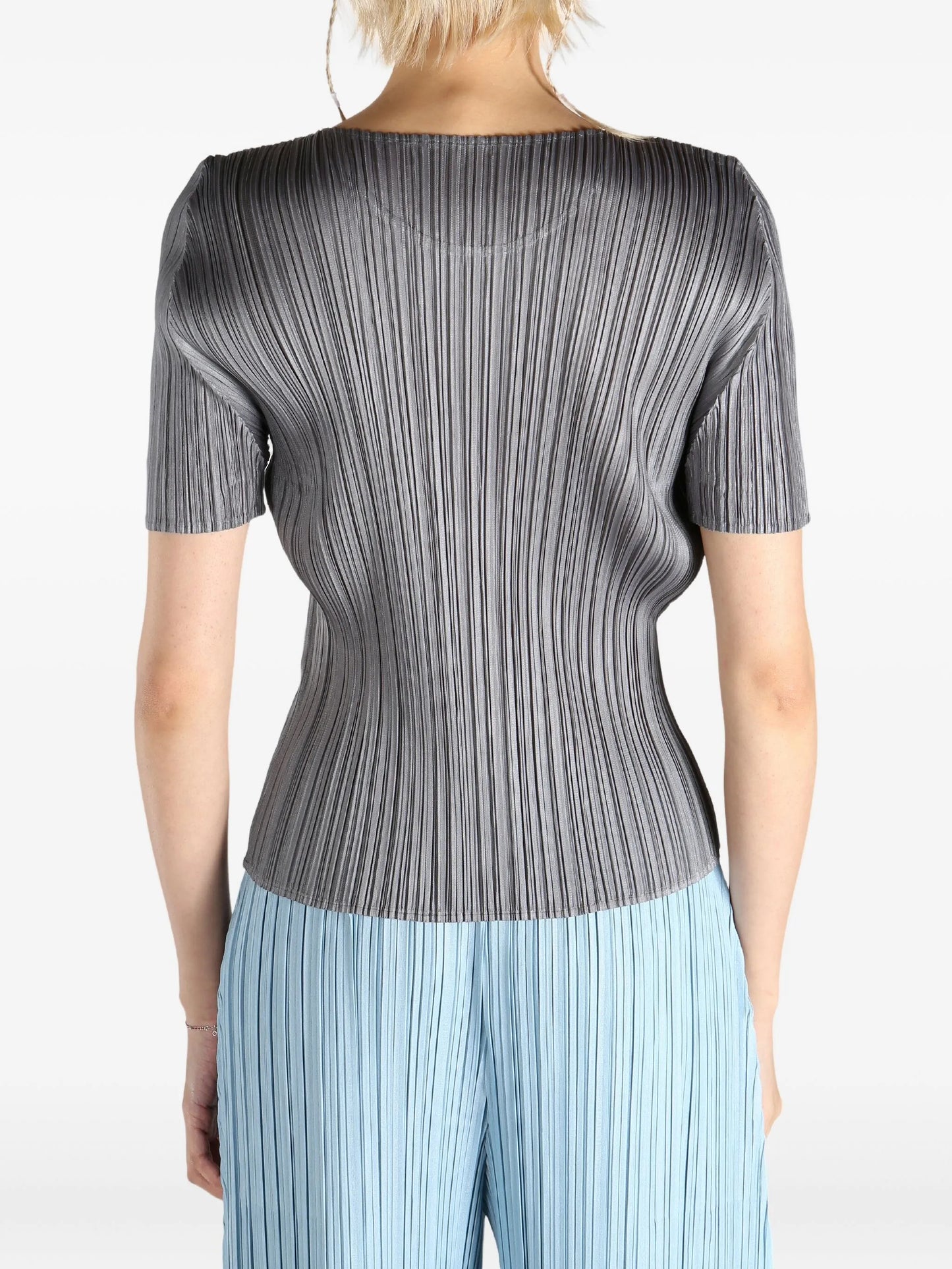 pleated short-sleeve top