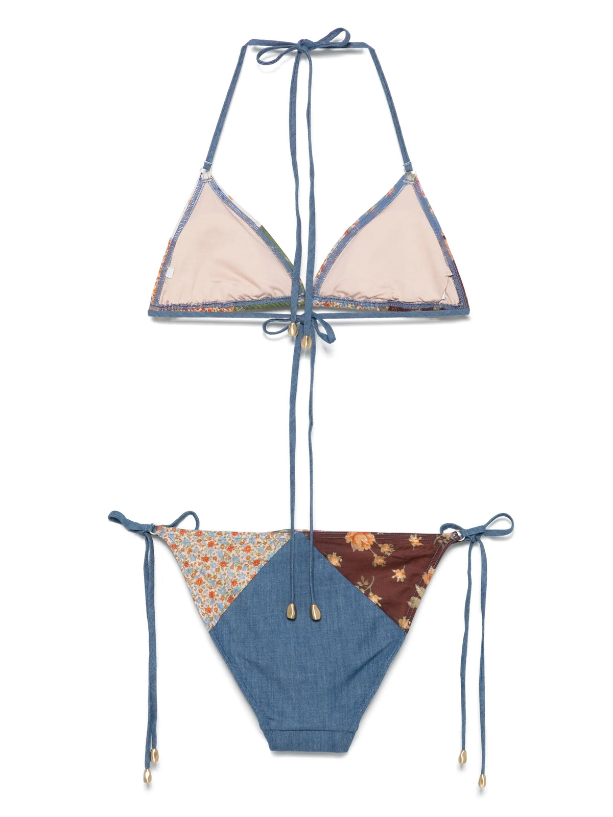 patchwork floral-print bikini