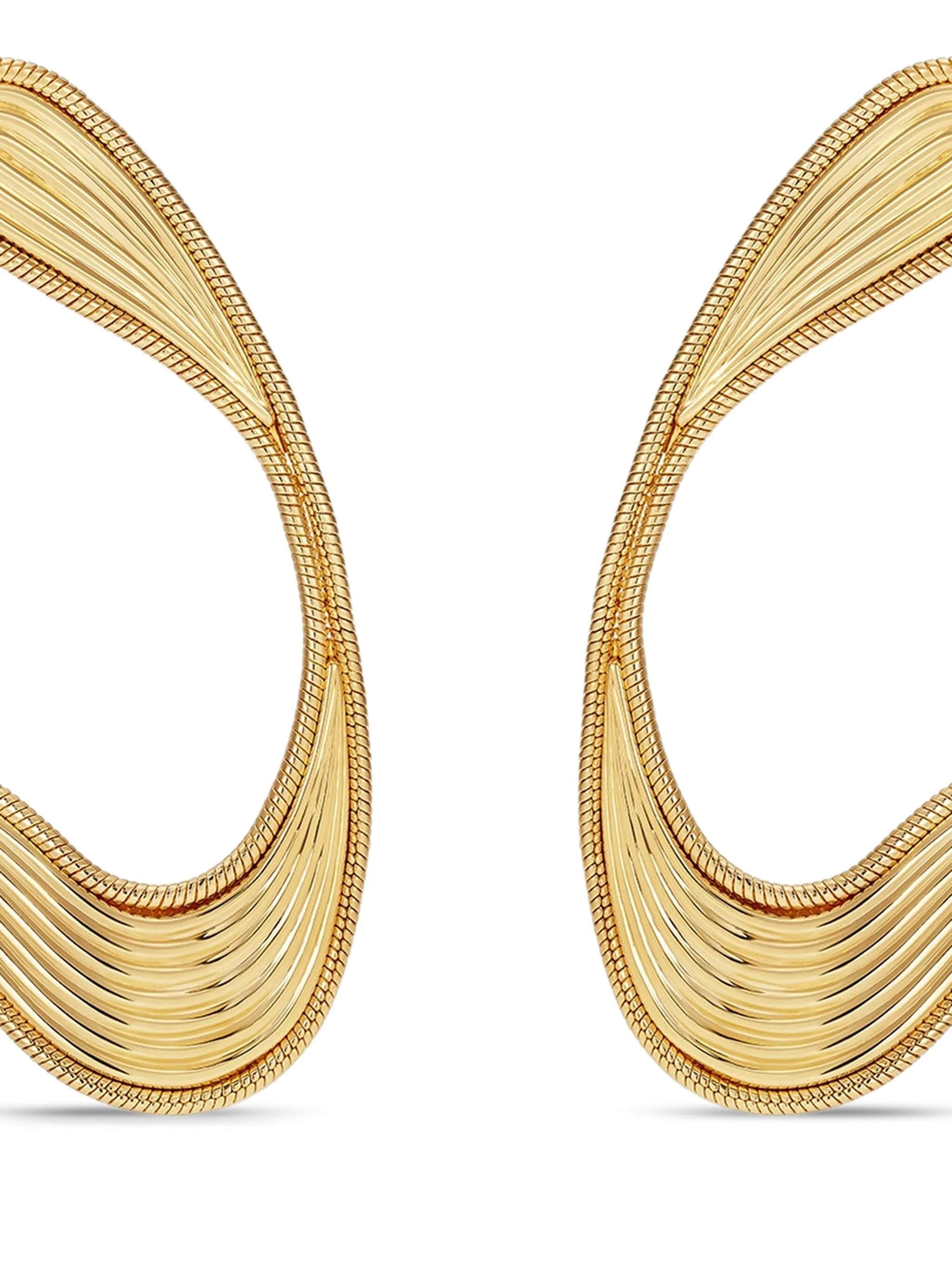 18K yellow gold medium Stream Lines loop earrings