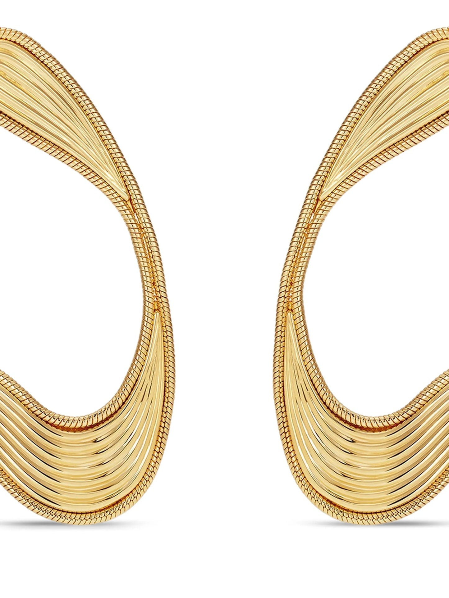 18K yellow gold medium Stream Lines loop earrings