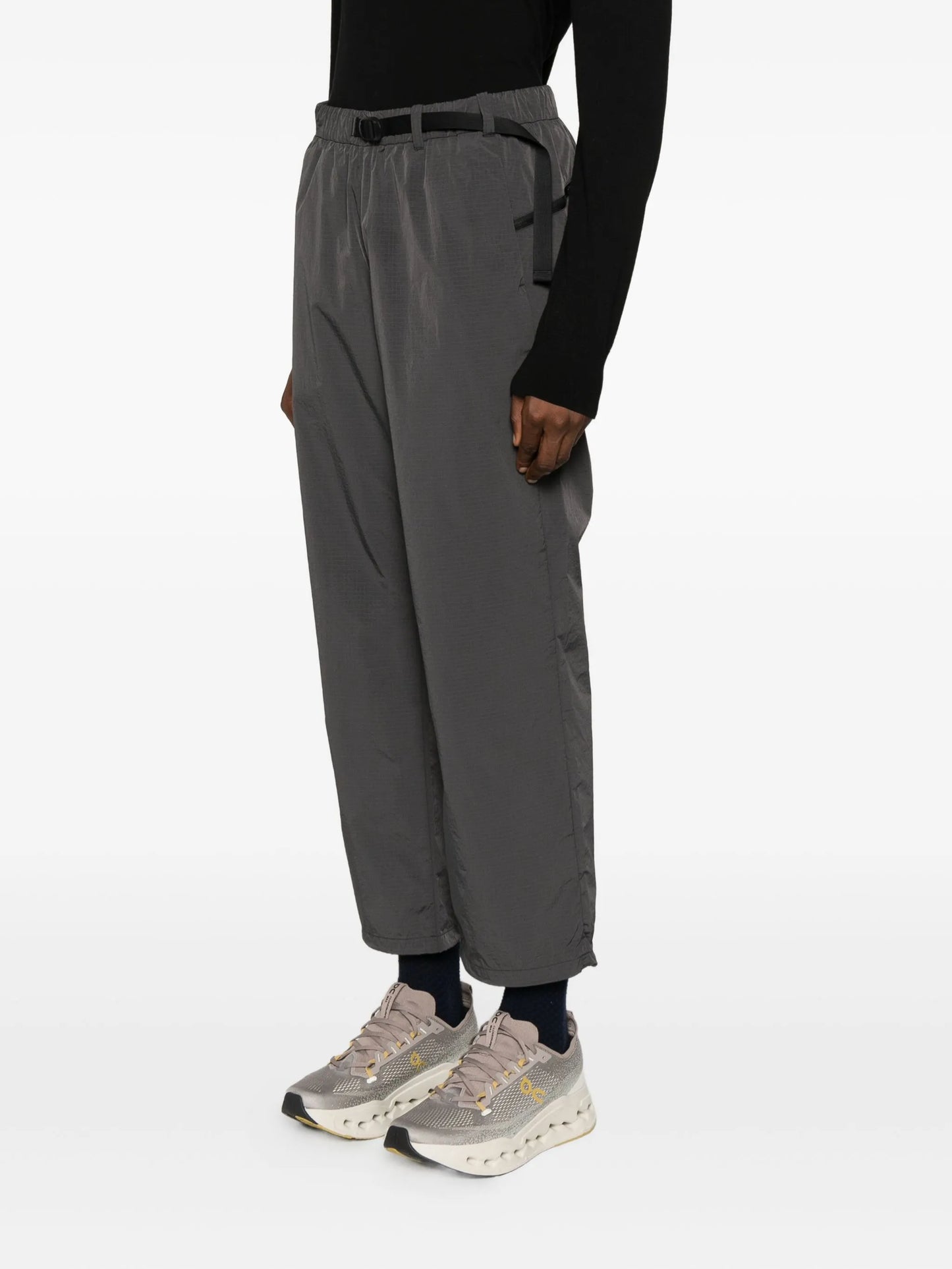 belted ripstop track pants