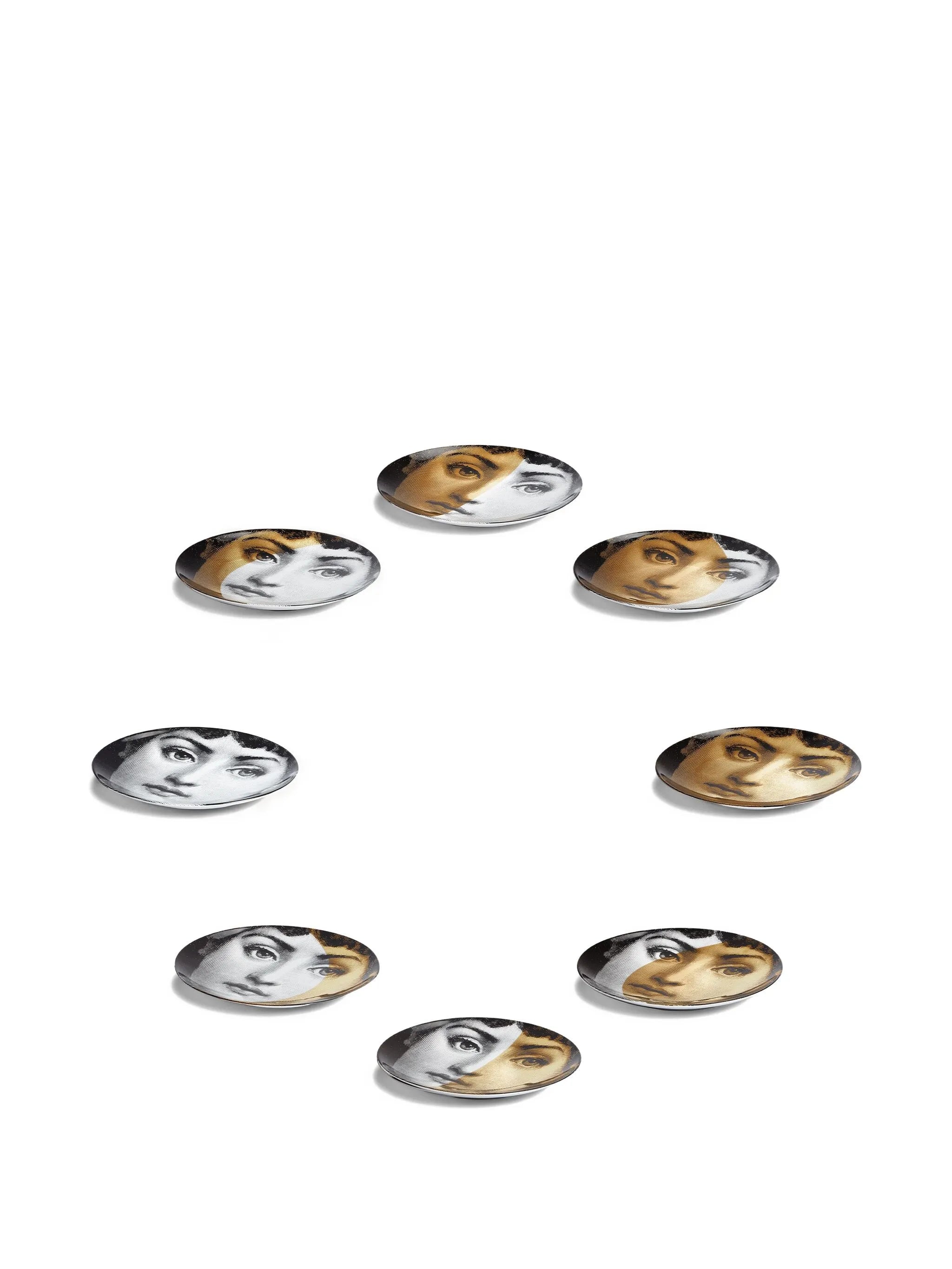 decorative face-motif plates (set of eight)