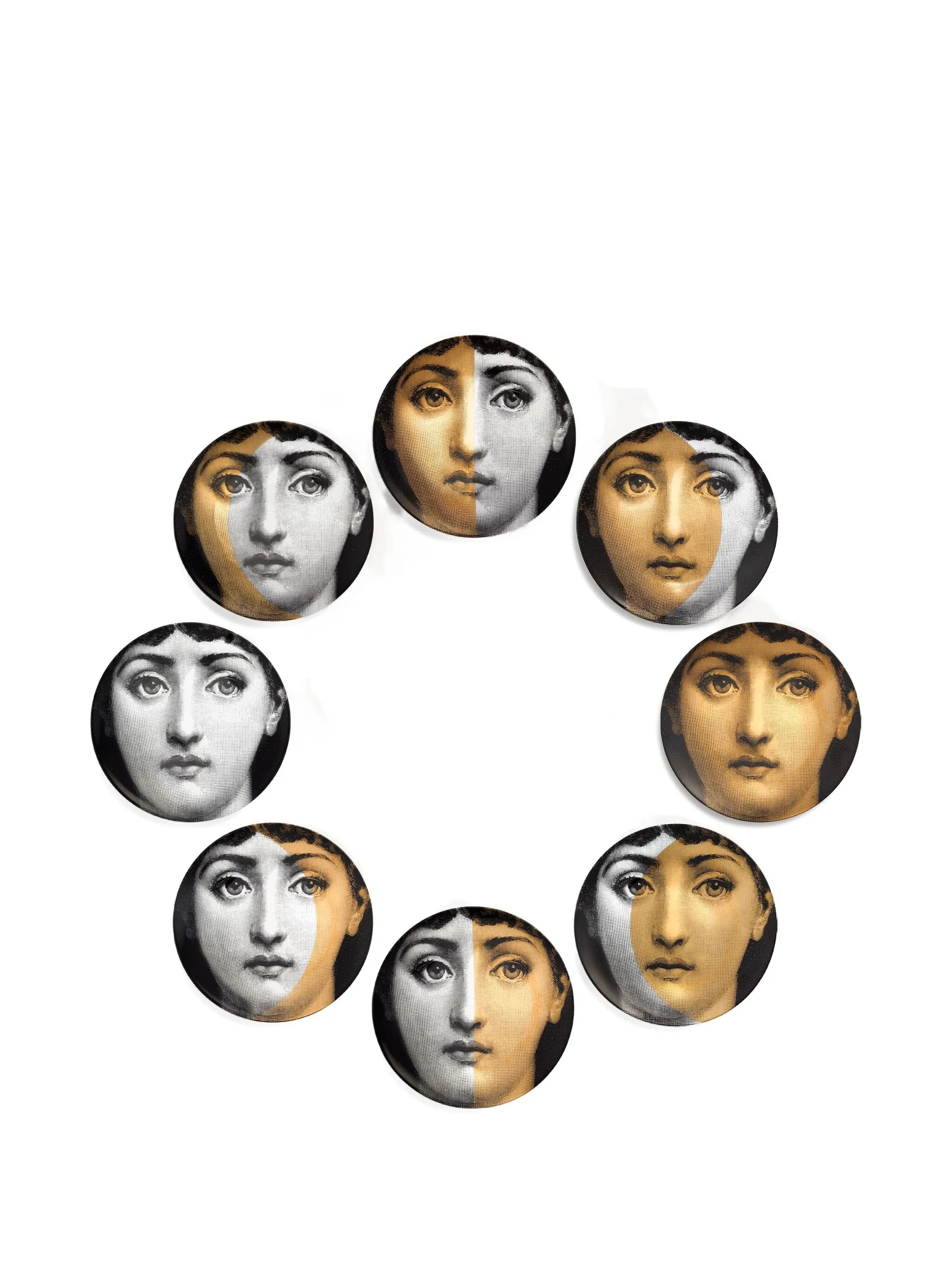 decorative face-motif plates (set of eight)