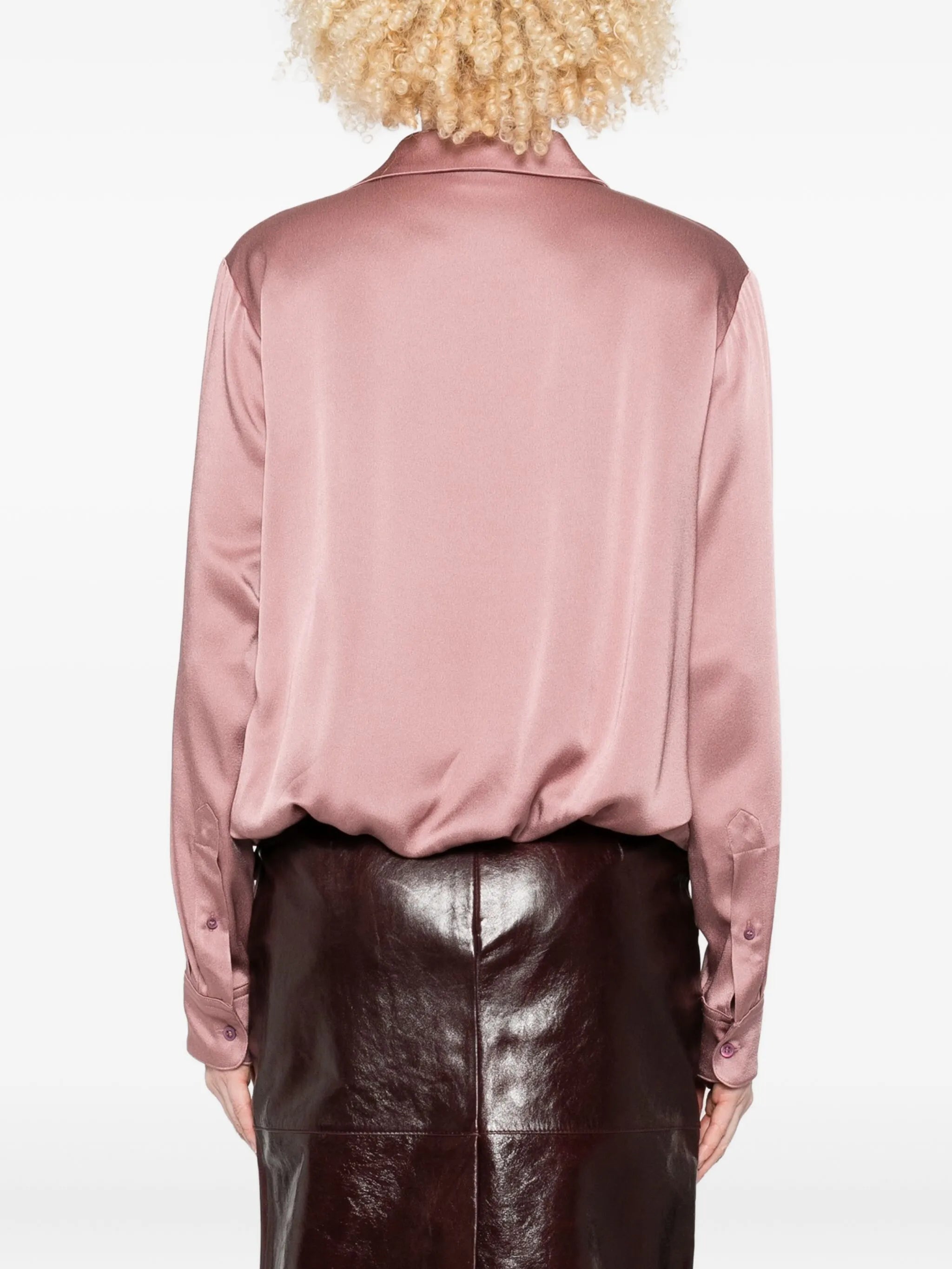 wrap-effect drawstring blouse