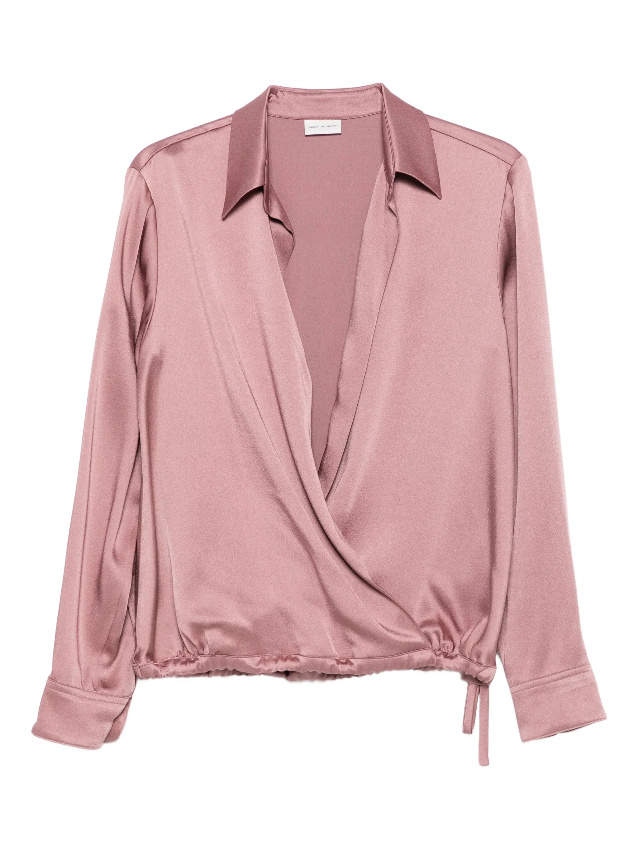 wrap-effect drawstring blouse