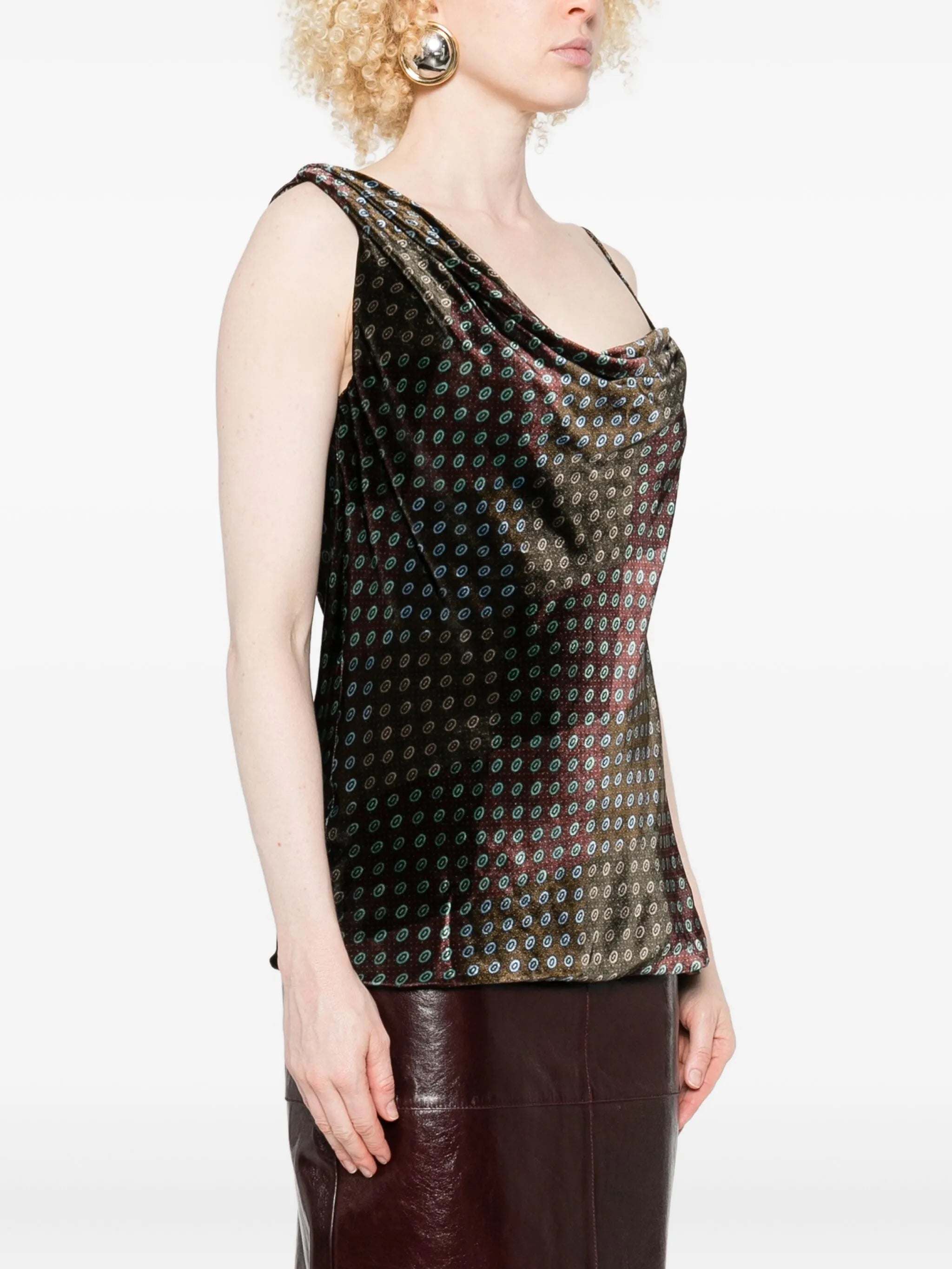 one-shoulder patterned top