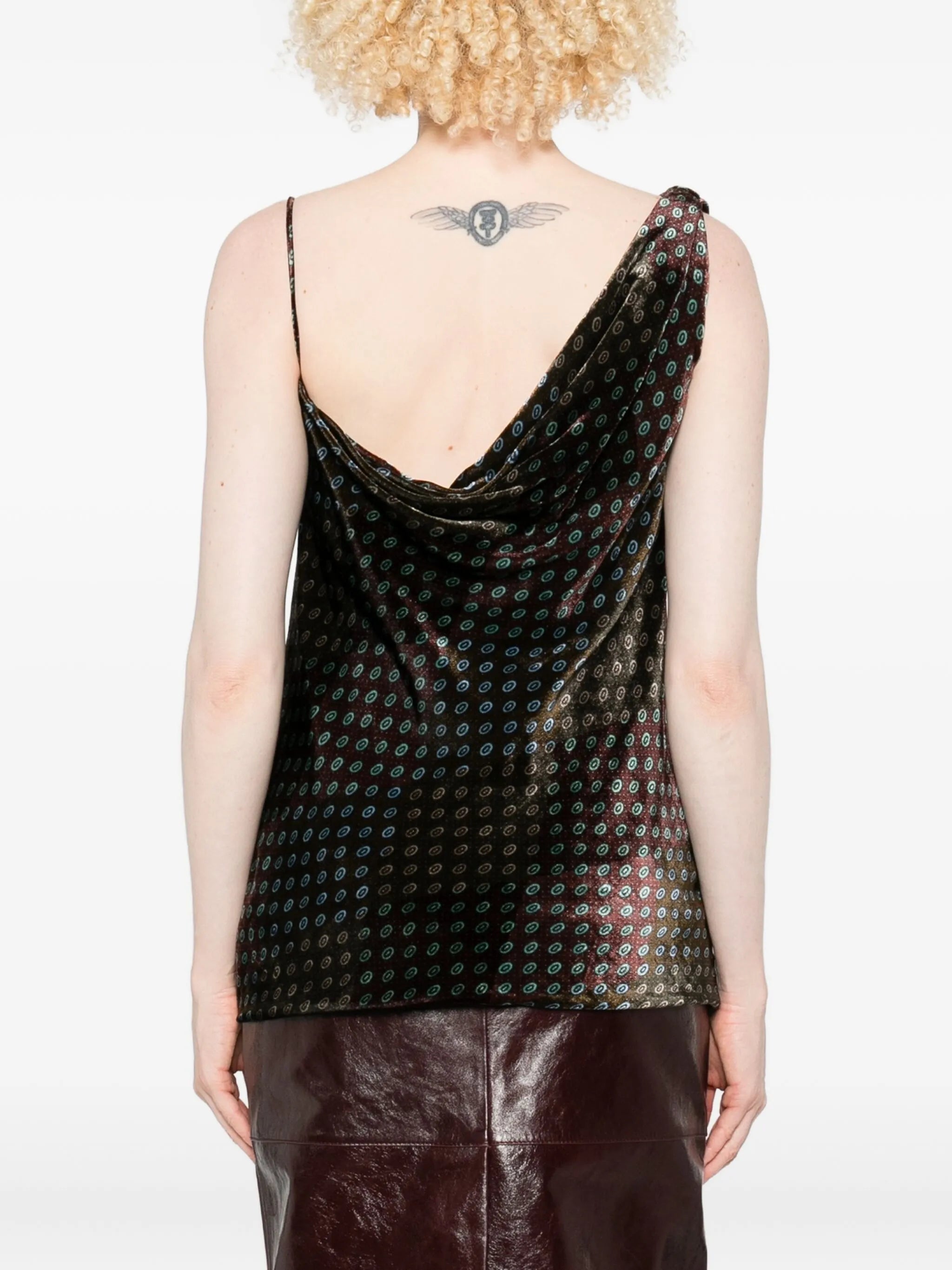 one-shoulder patterned top