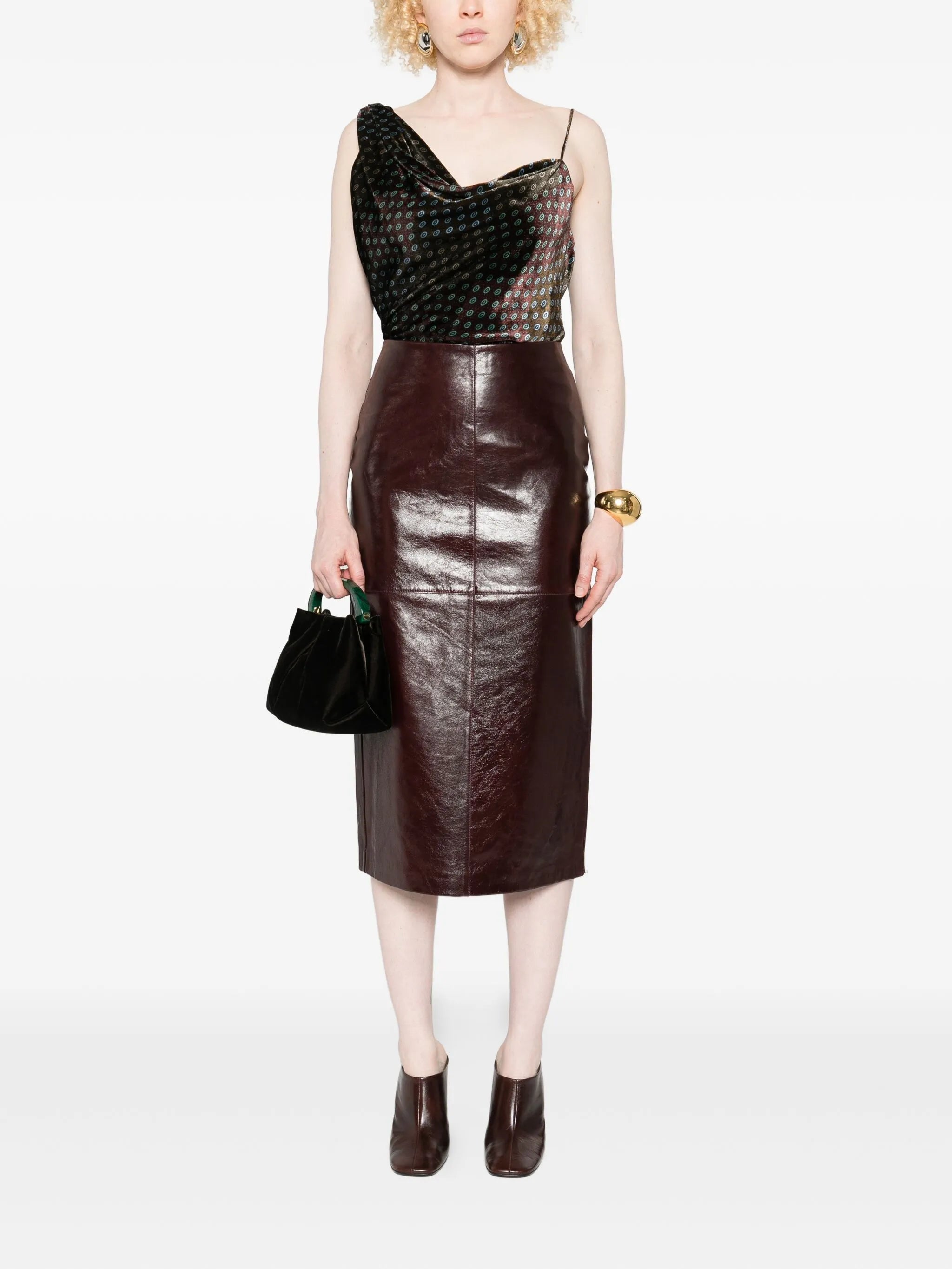 one-shoulder patterned top