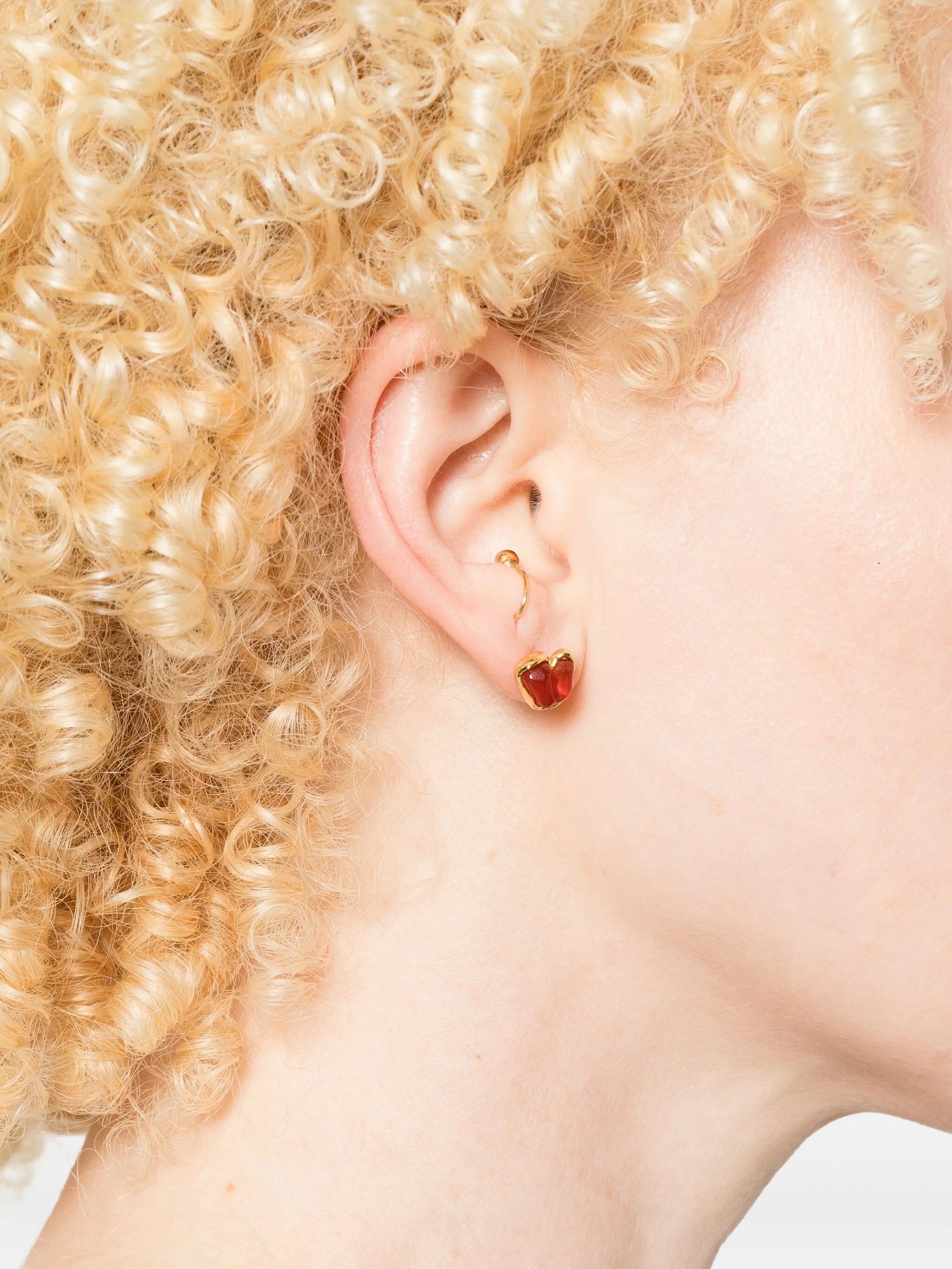Carnelian Heart stud earrings
