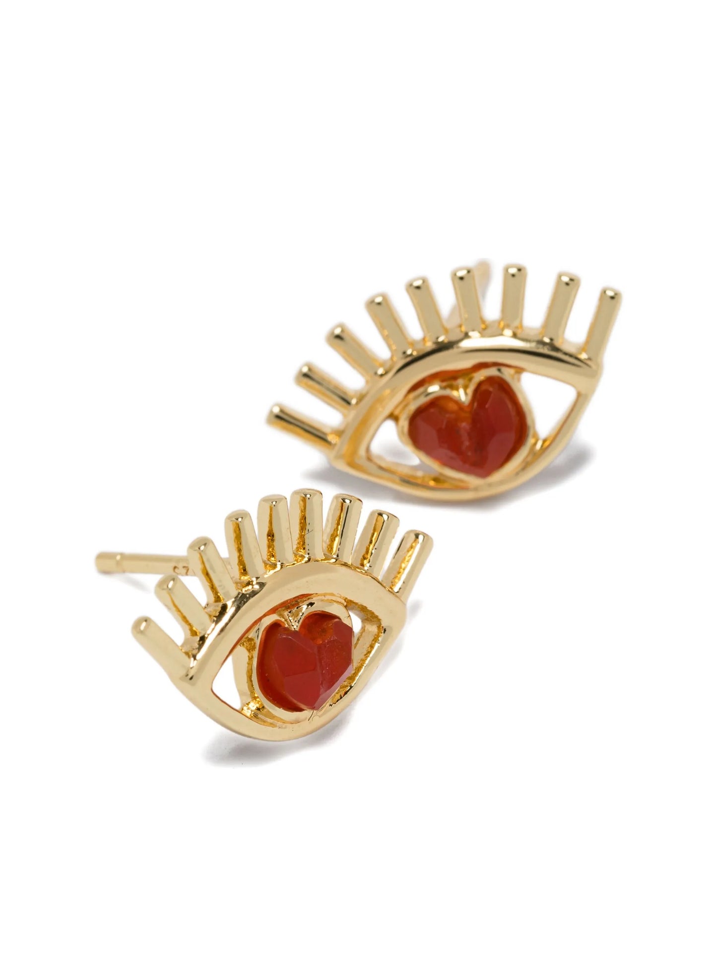 carnelian eye heart stud earrings