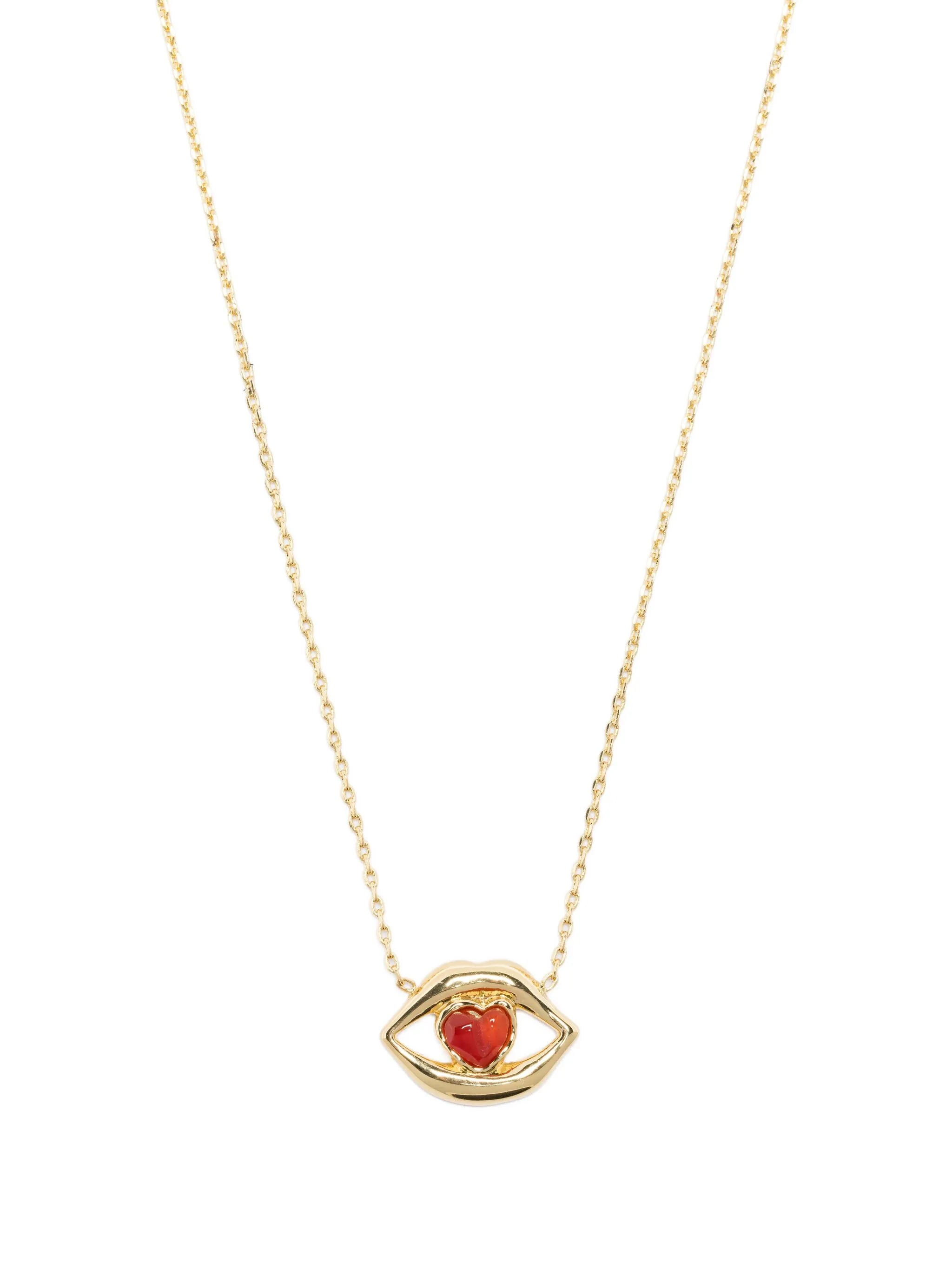 14K gold plated brass lips necklace
