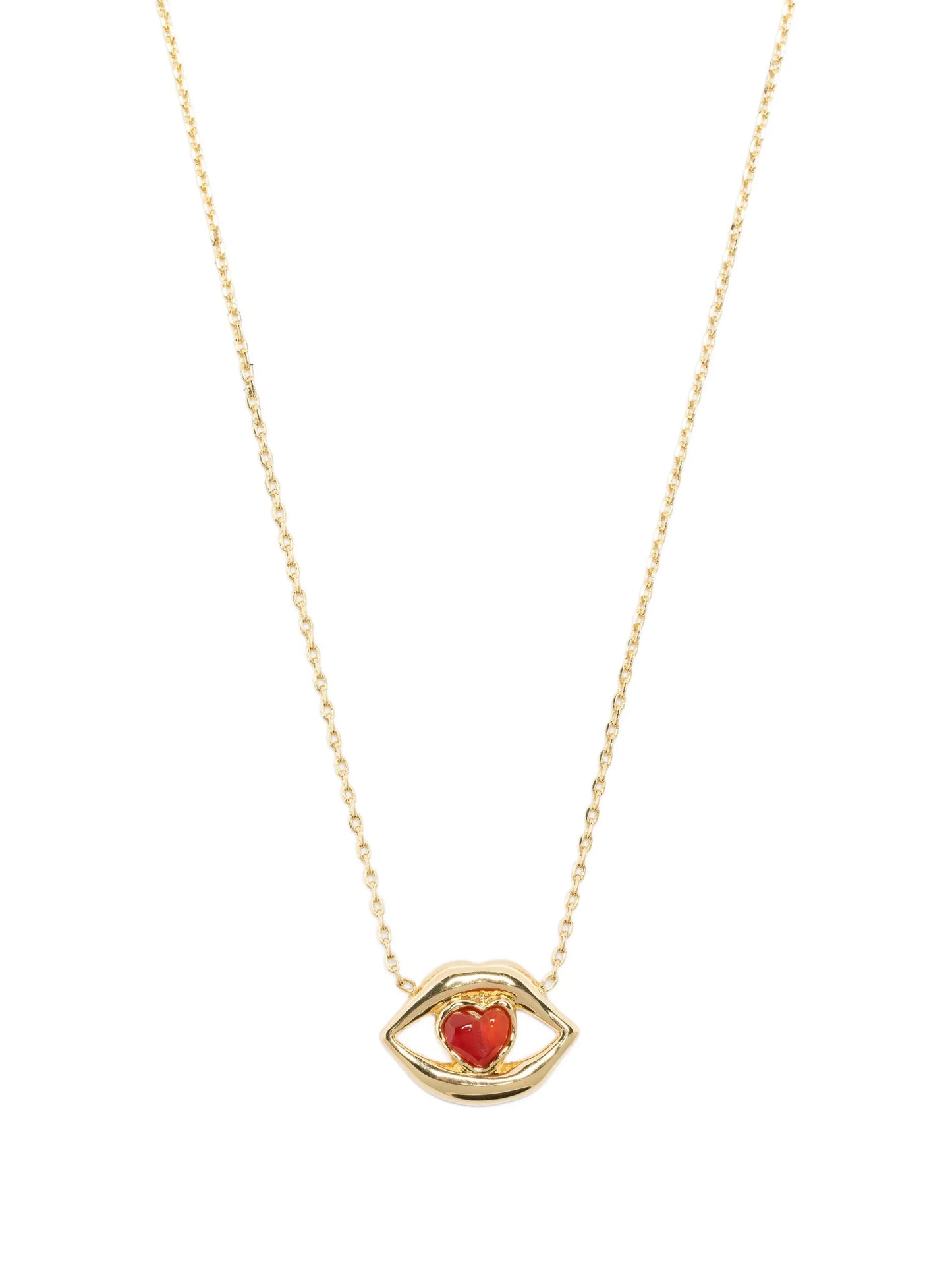 14K gold plated brass lips necklace