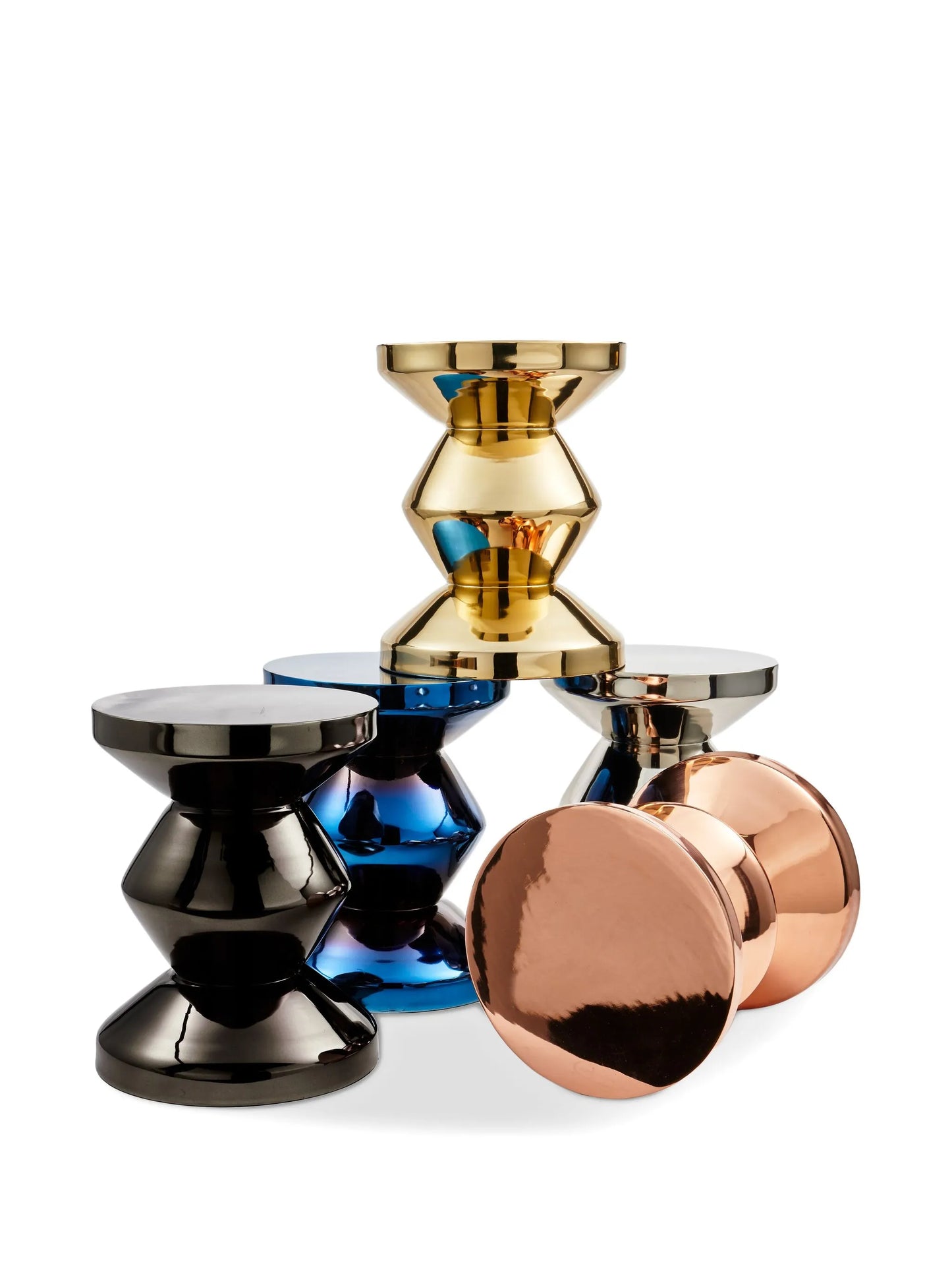 polished metal accent stool