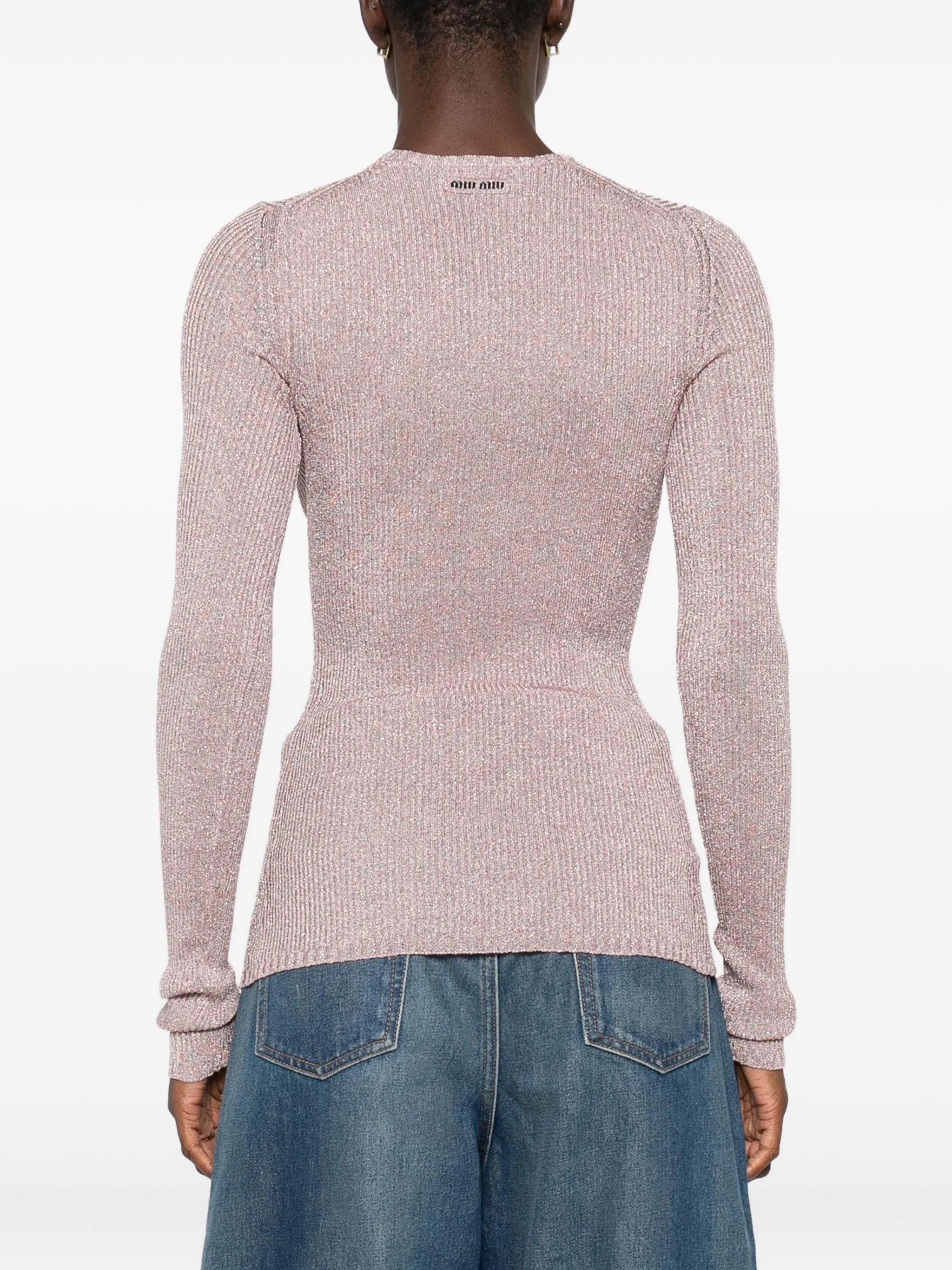 lurex-detail long-sleeve jumper