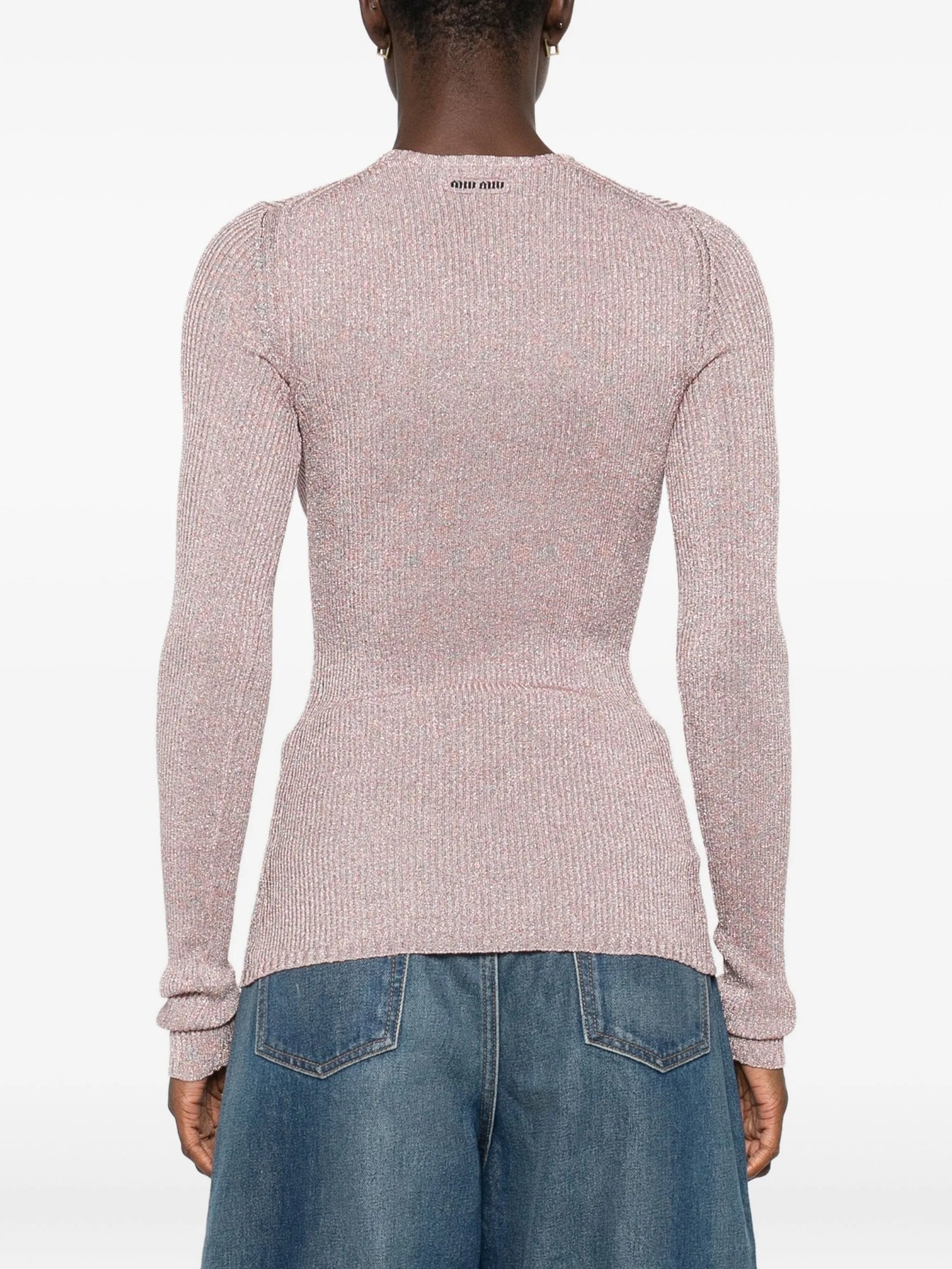 lurex-detail long-sleeve jumper