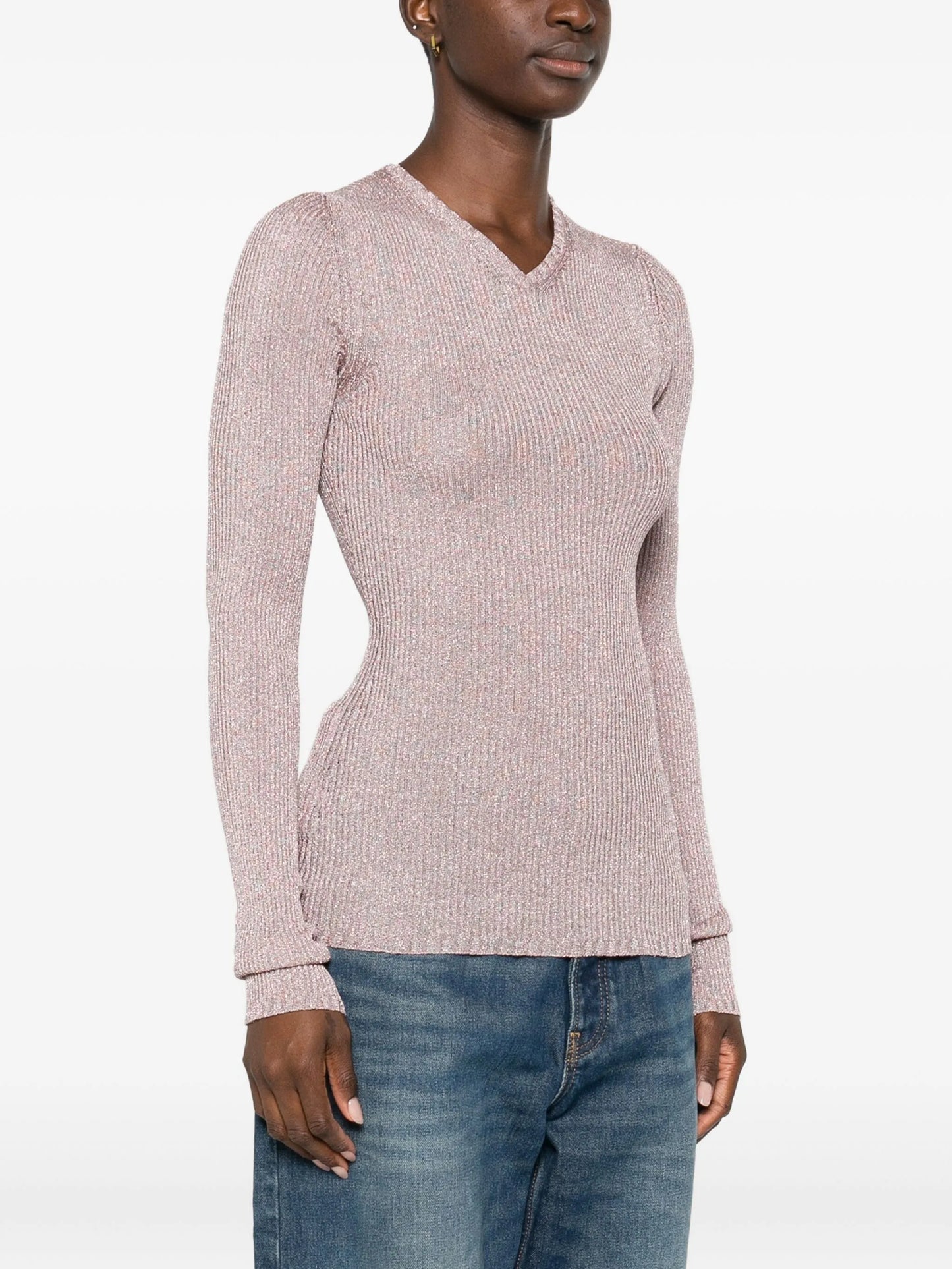 lurex-detail long-sleeve jumper