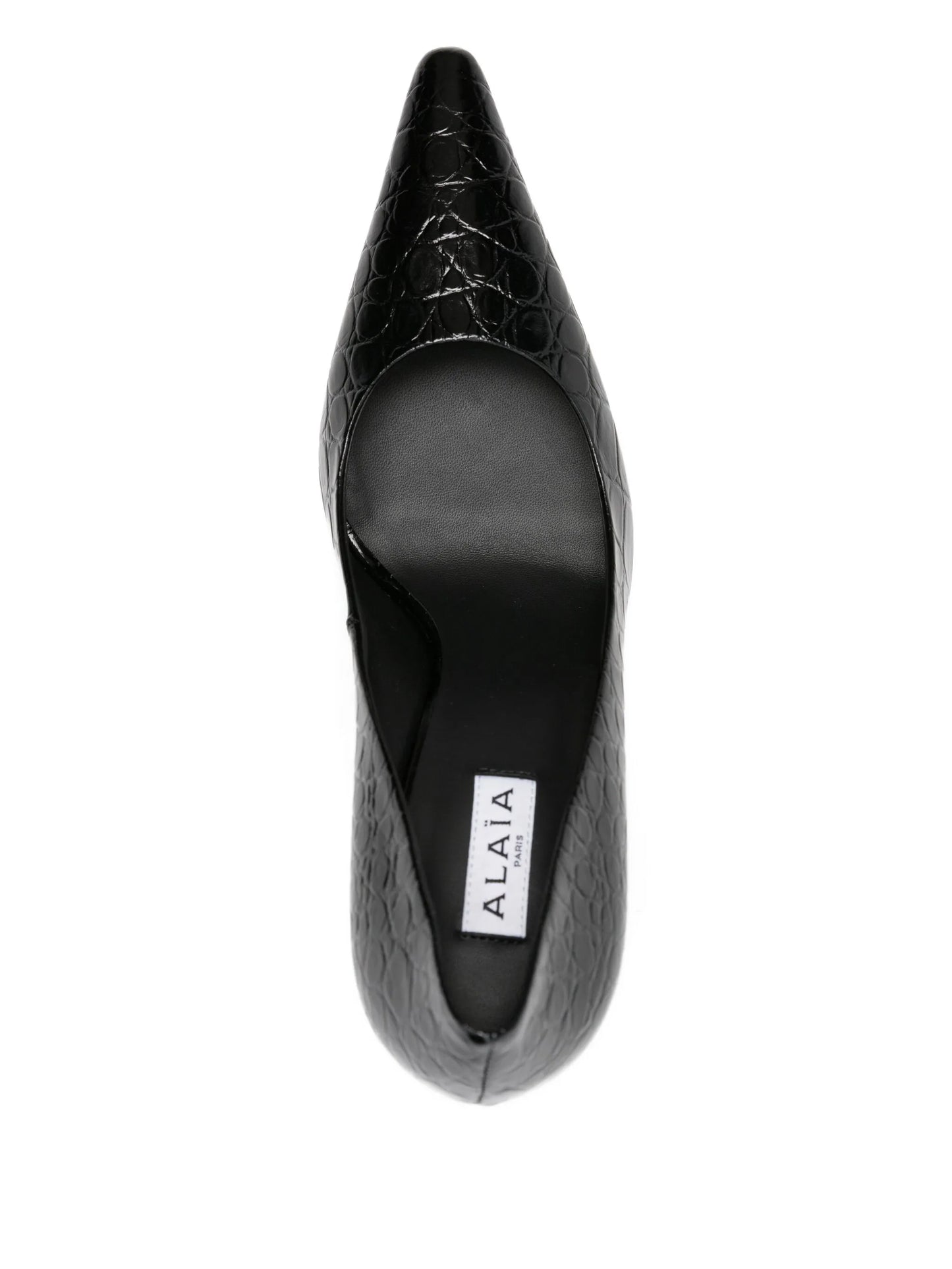 crocodile-embossed point-toe pumps