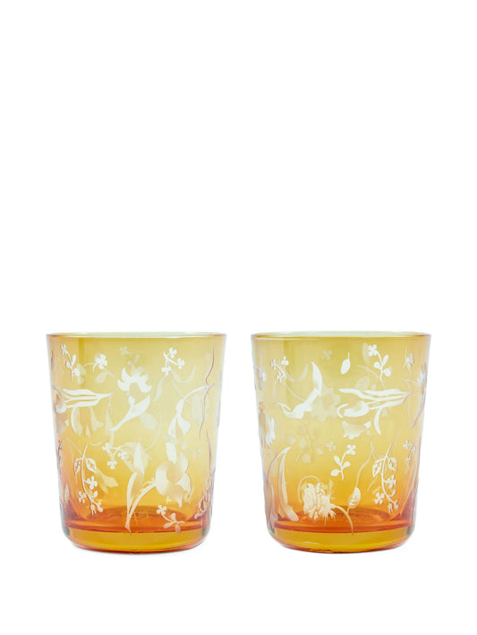 etched floral tumbler (set of four)