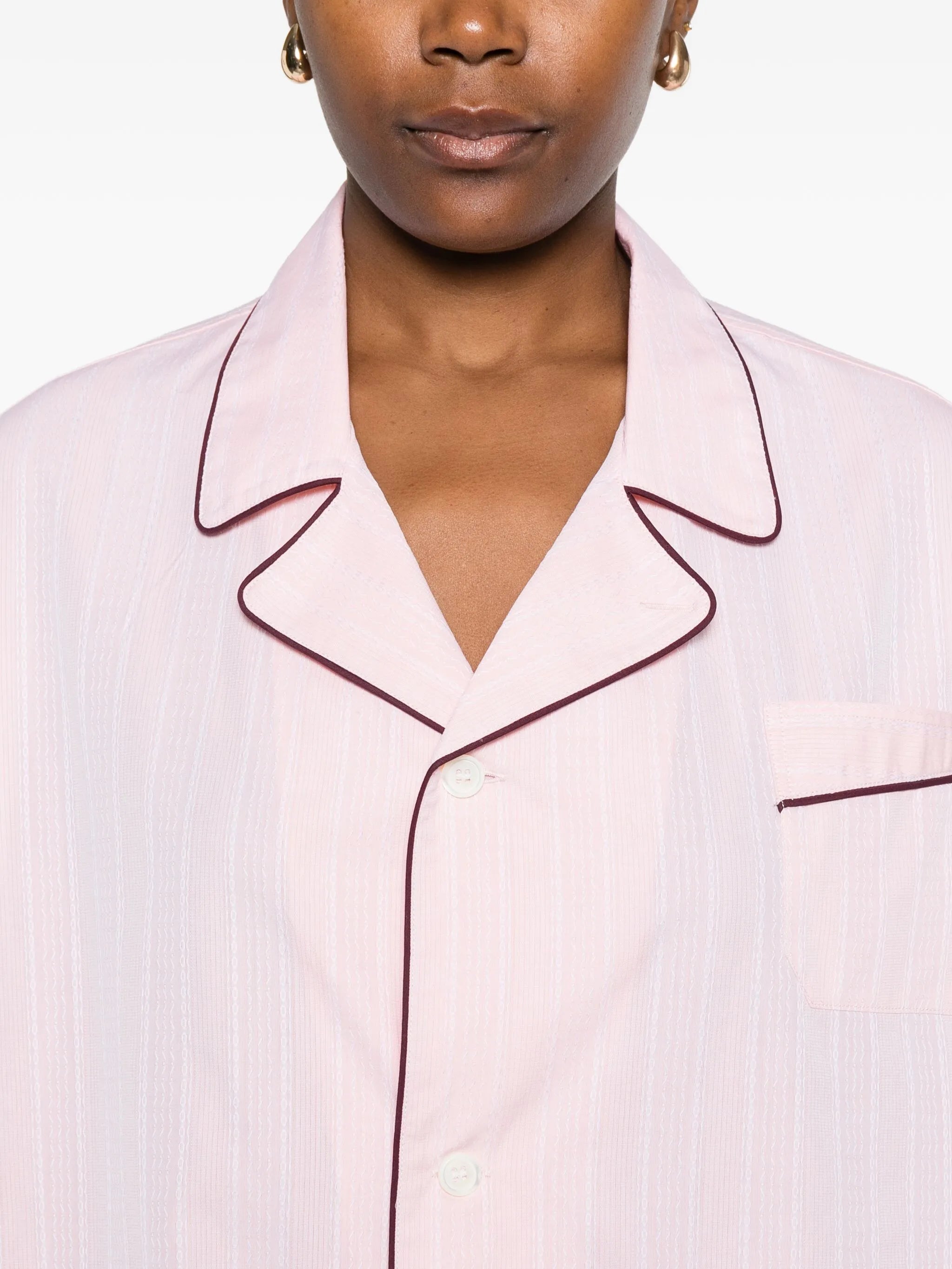 striped contrast-trim shirt