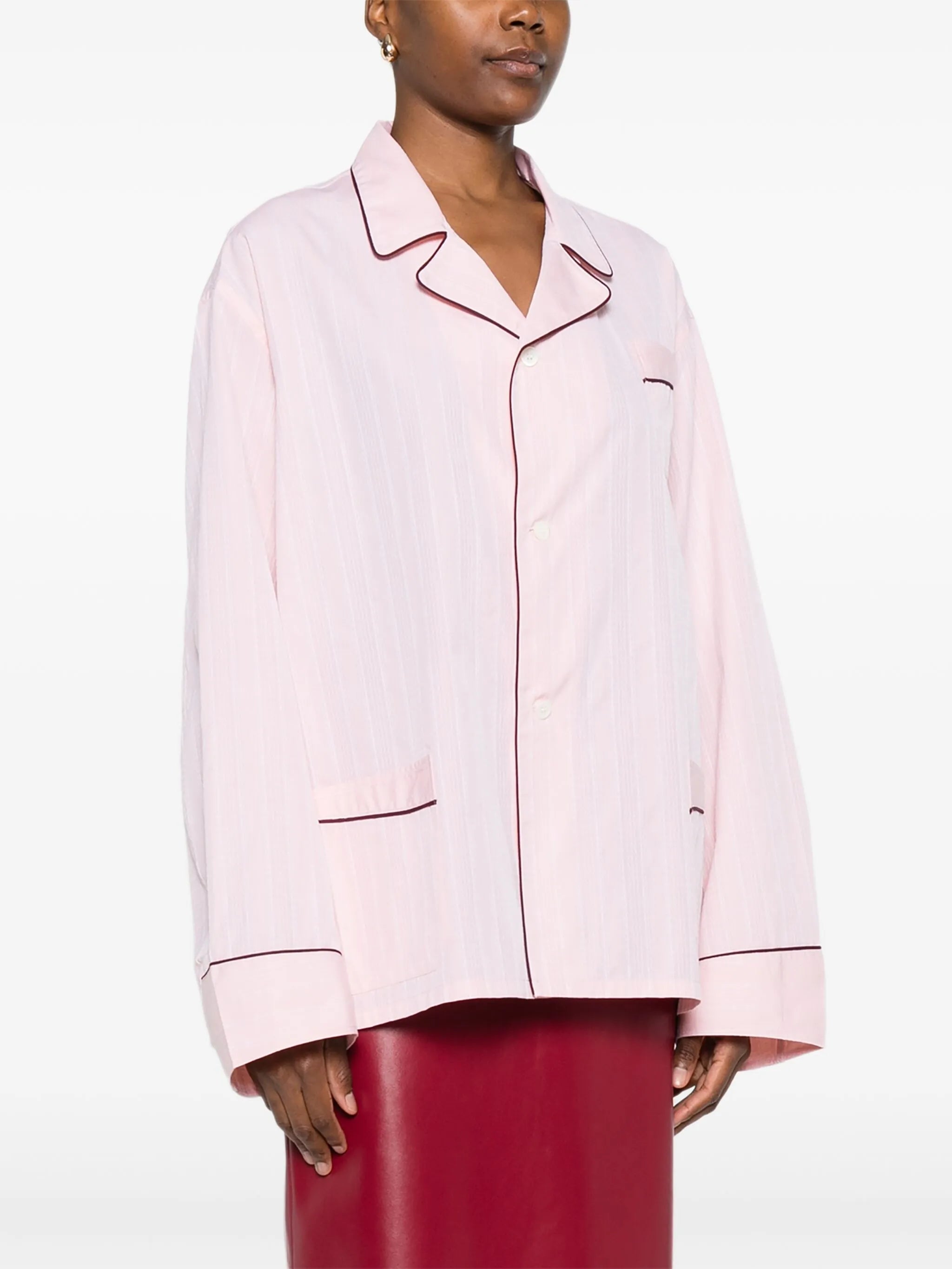 striped contrast-trim shirt