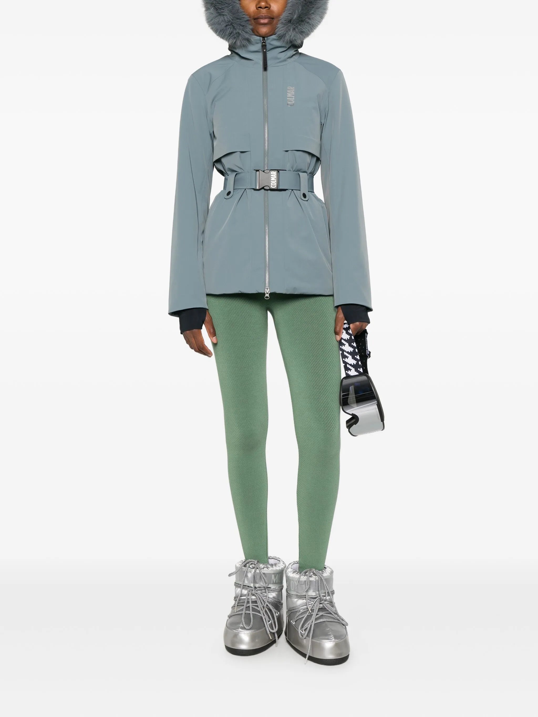 belted ski jacket