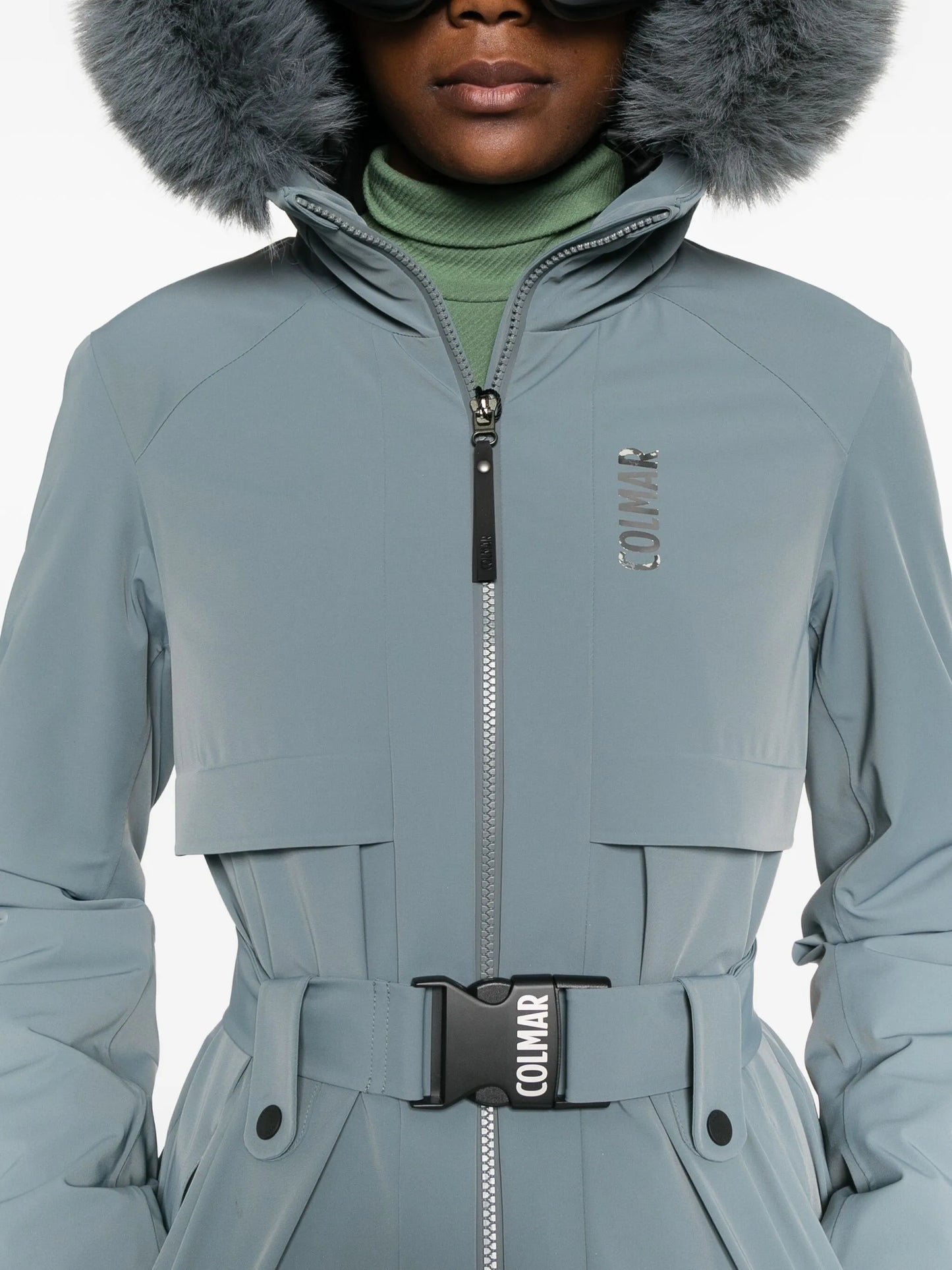 belted ski jacket