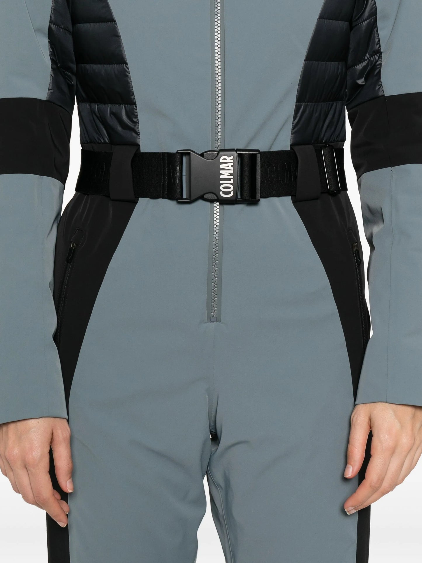 quilted belted ski suit