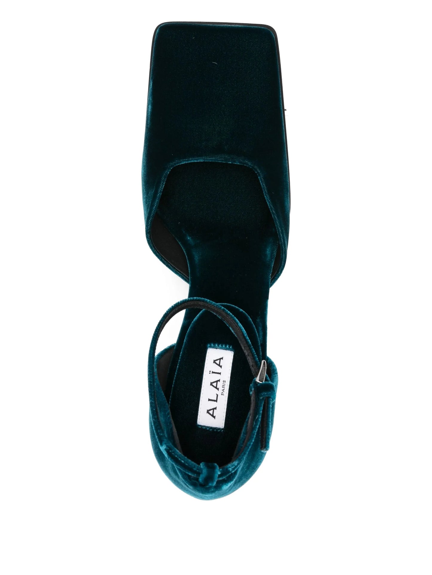 90mm square-toe velvet pumps