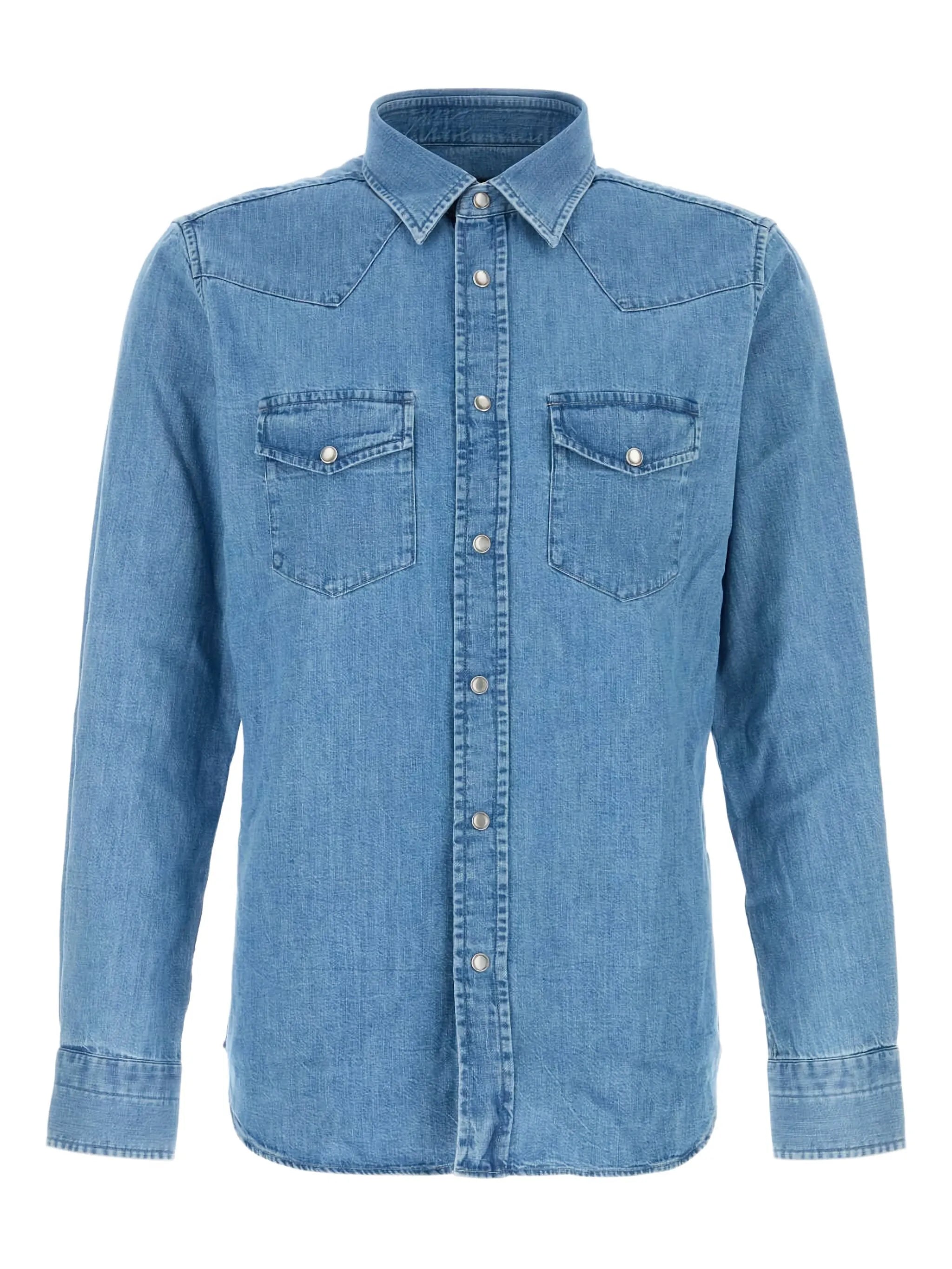 slim-fit denim shirt
