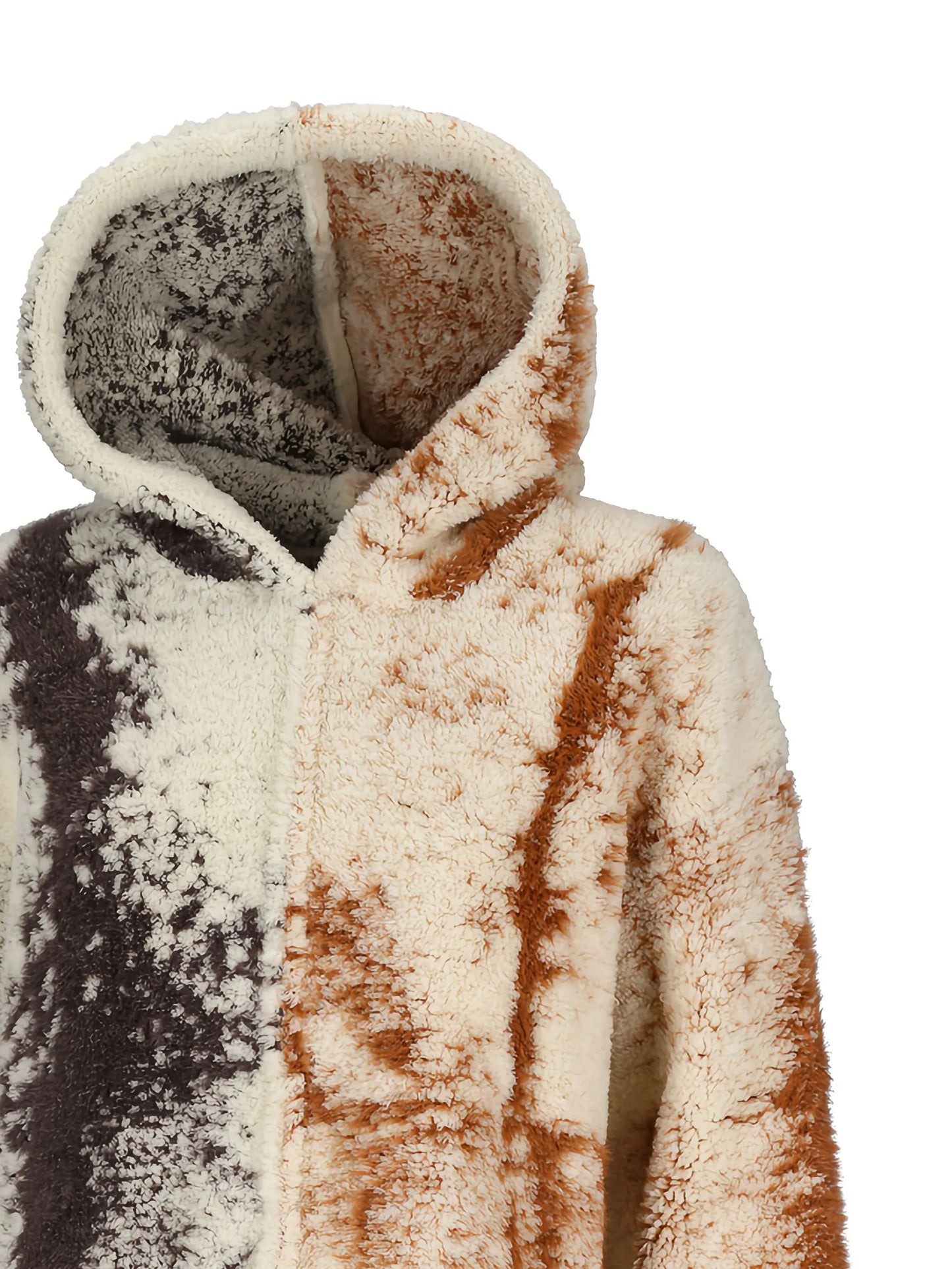 tie-dye pattern shearling hoodie