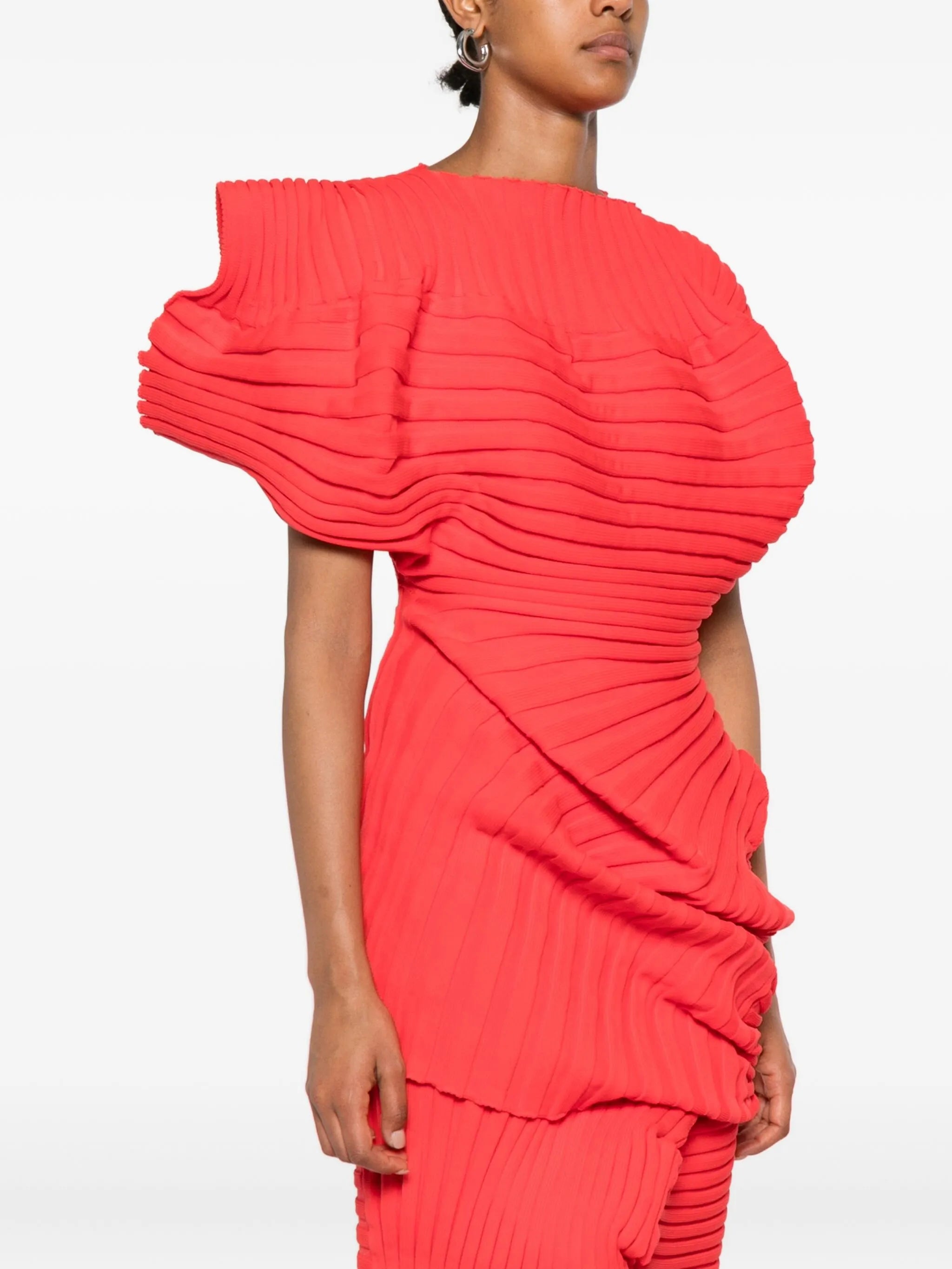 ribbed-knit short-sleeved top