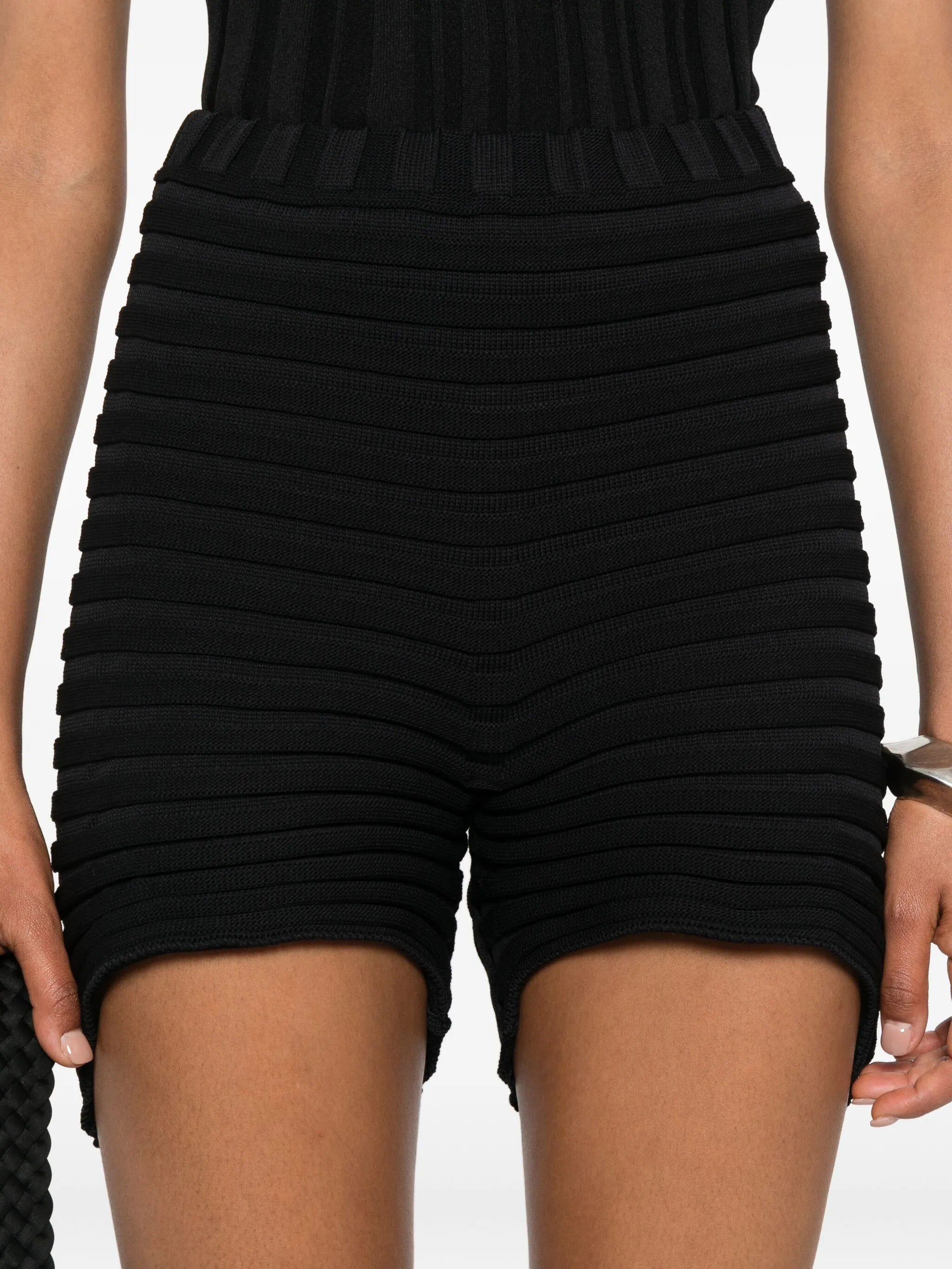 ribbed-knit shorts
