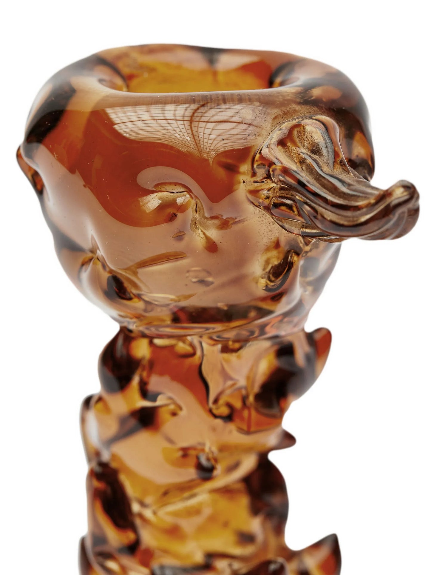 sculptural glass candle holder