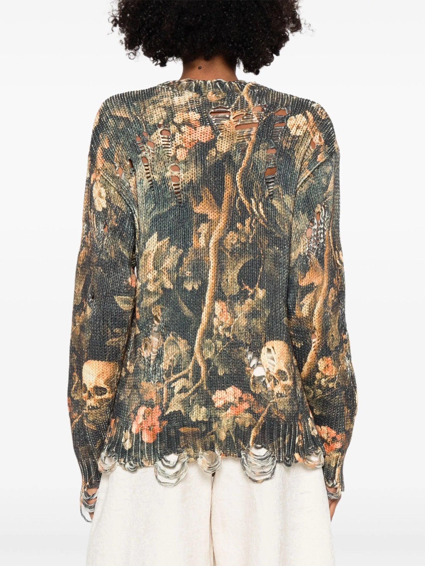 graphic-print raw-cut jumper